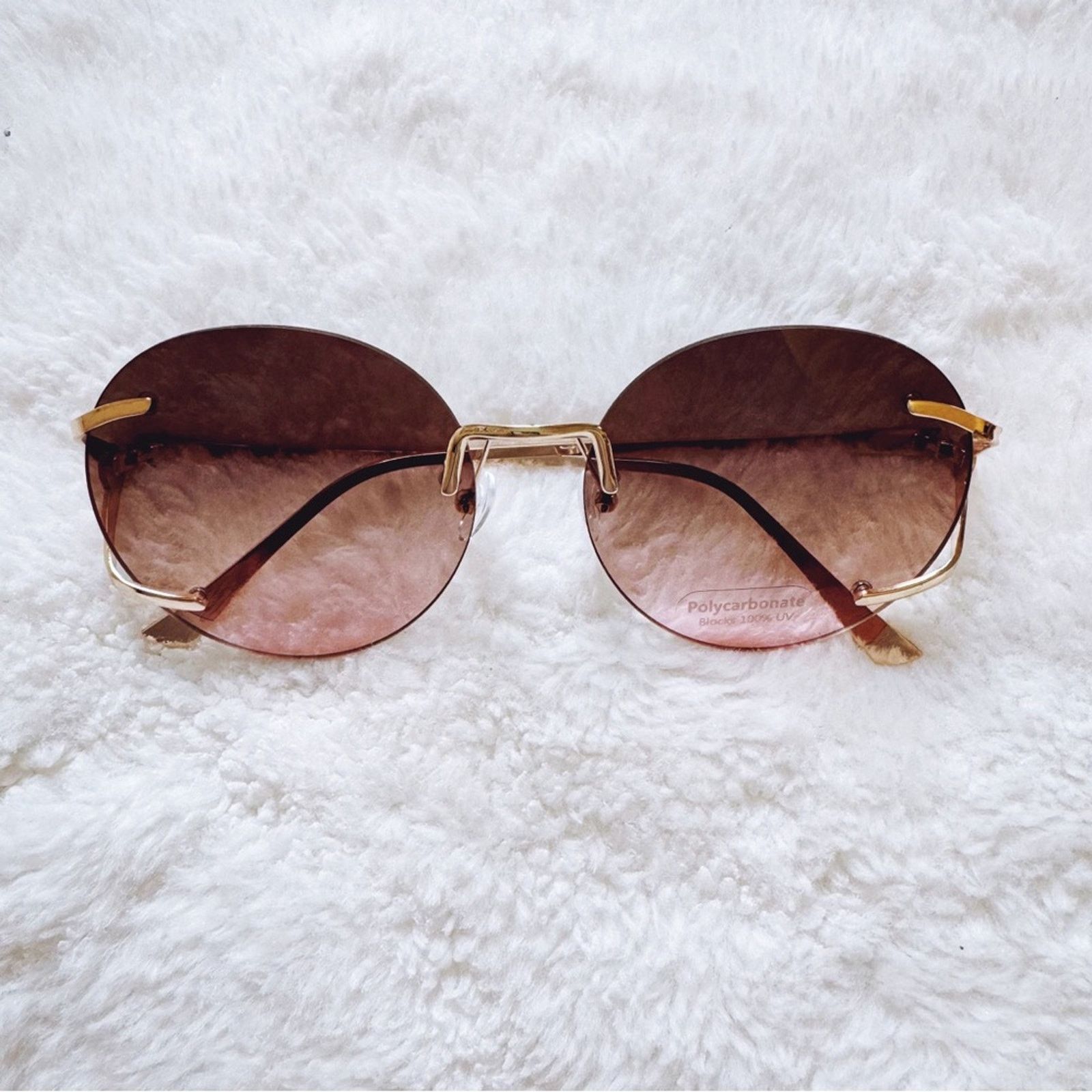 Other Ruth Clear Brown & Pink Round Metal Sunglasses Size ONE SIZE - 1 Thumbnail