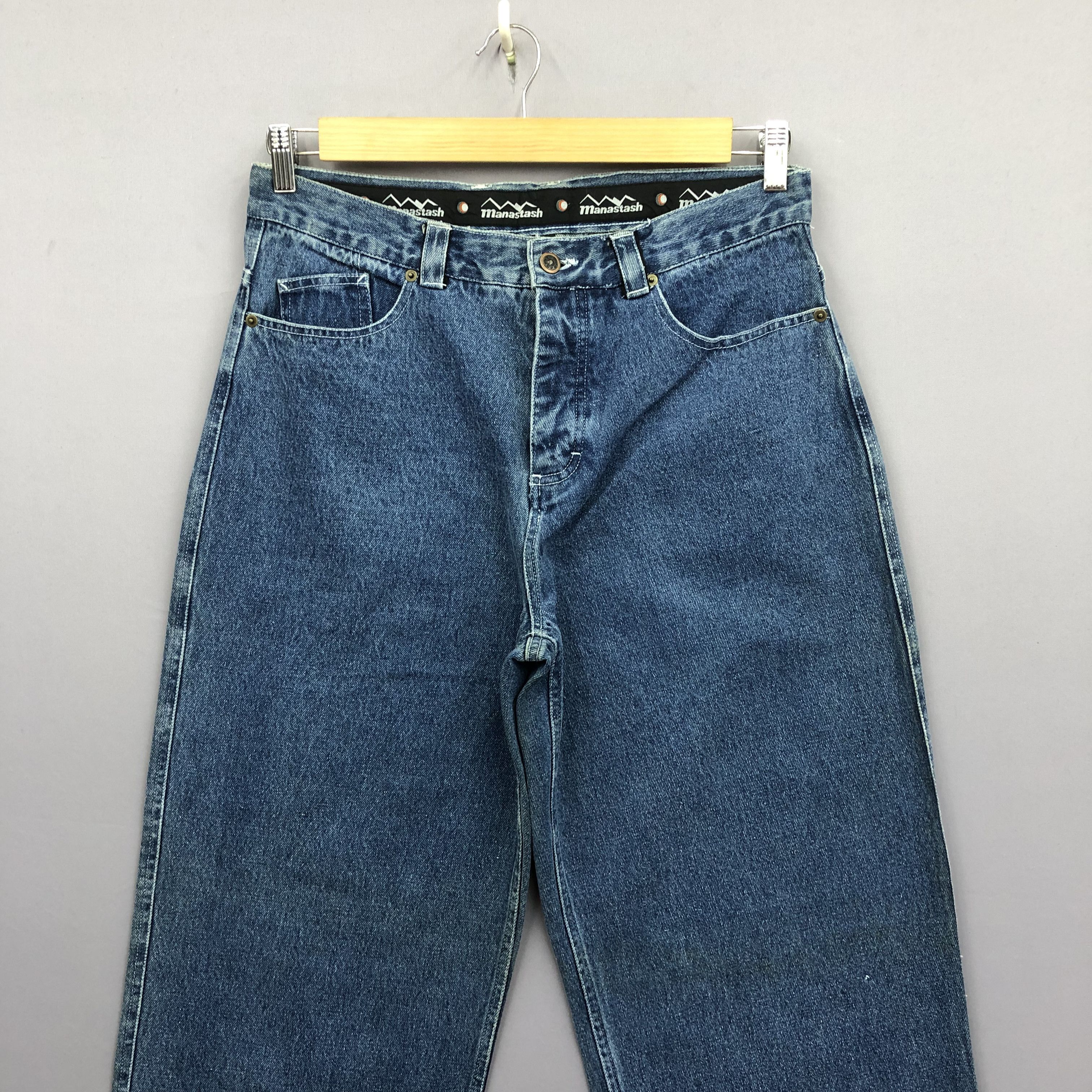 Jean Crazy Vintage Y2K Manastash Baggy Jeans Skater Faded Denim. Size US 32 / EU 48 - 3 Thumbnail