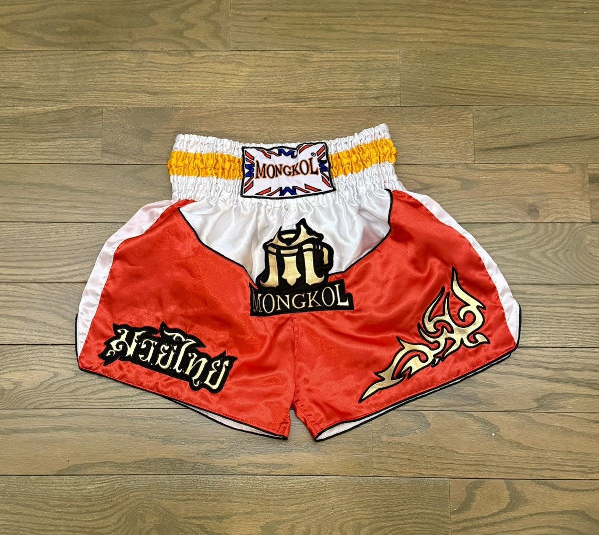 Japanese Brand Mongkol Muay Thai Shorts – Red/White/Gold Size US 30 / EU 46 - 1 Thumbnail