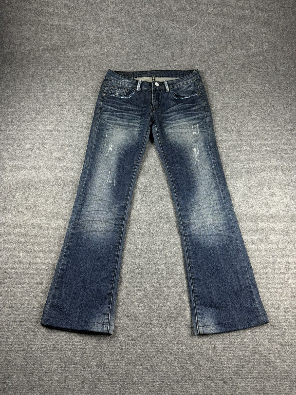 Japanese Brand Vintage flared jeans drip y2k diamond japan style Size 28" / US 6 / IT 42 - 5 Thumbnail