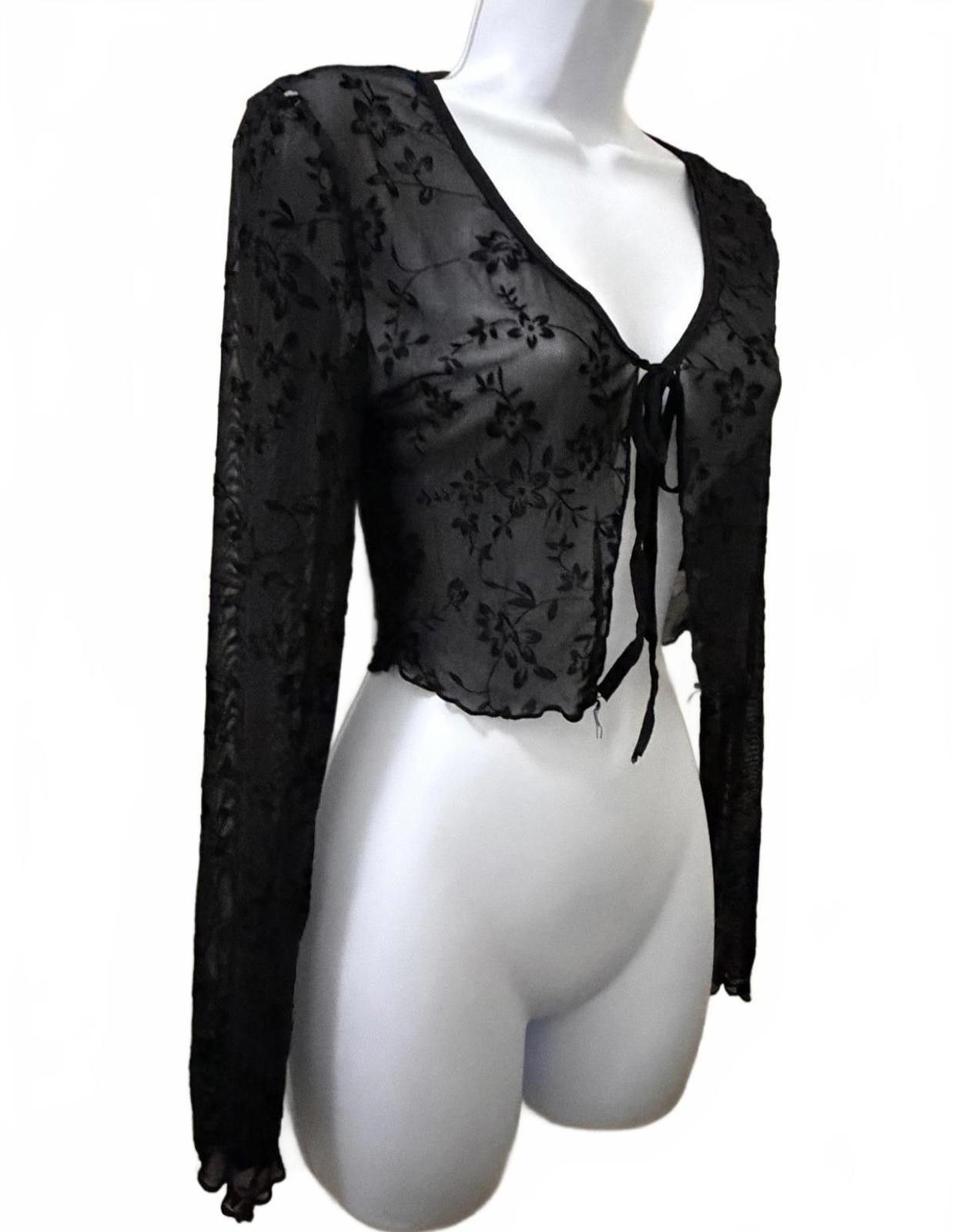Other SHEIN Sheer Cover w/ Tie in Black (X-SMALL) Size XS / US 0-2 / IT 36-38 - 4 Thumbnail