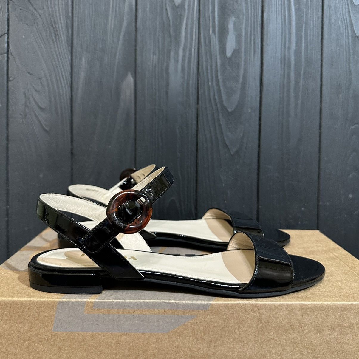 Prada PRADA Black women’s Patent Leather Sandals Size 37 Size US 7 / IT 37 - 3 Thumbnail