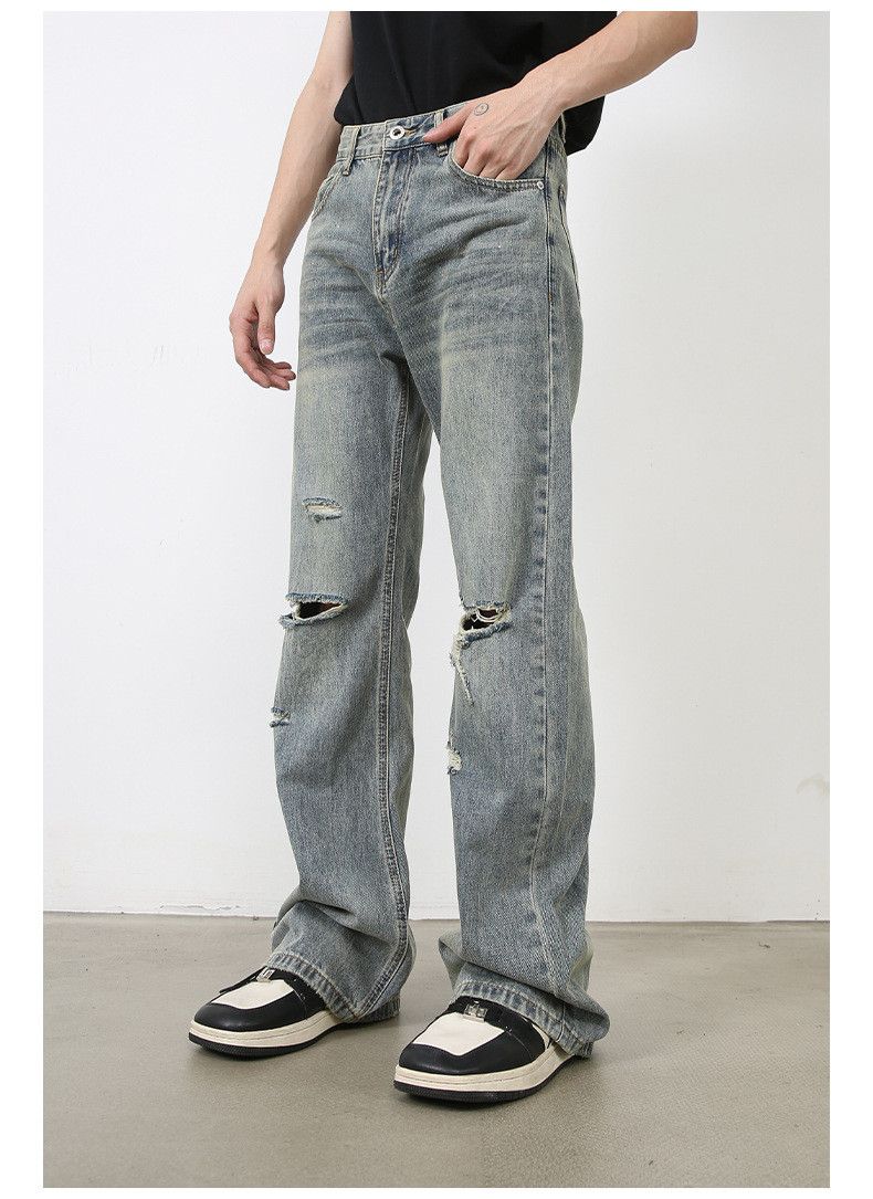 Japanese Brand × Jean American street retro distressed flared ripped jeans for men Size US 32 / EU 48 - 4 Thumbnail