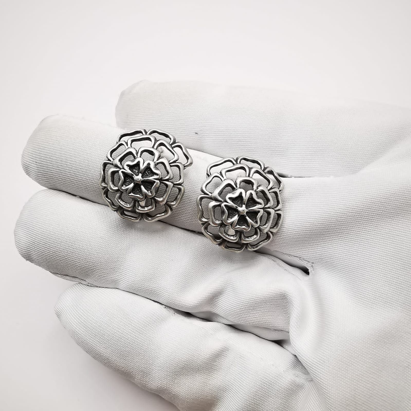 Sterling Silver Vintage,Fancy Women's Earrings,925 Silver,Jewelry 8,8 g Size ONE SIZE - 2 Thumbnail