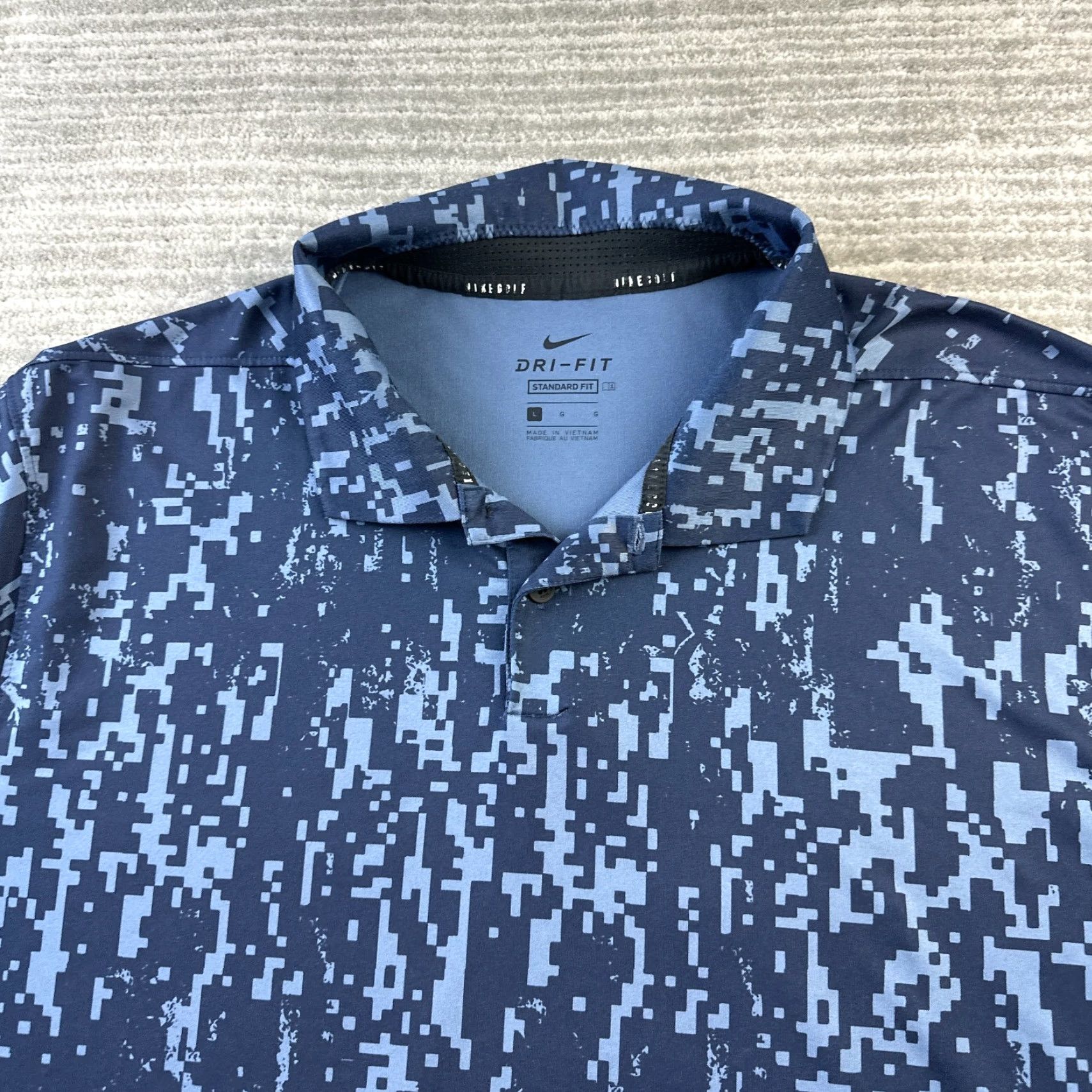 Nike Nike Polo Shirt Mens Large Blue Vapor Digital Camo Dri Fit Golf Geometric Shirt Polo Mens Large Blue Vapor Digital Camo Dri Fit Geometric Size US L / EU 52-54 / 3 - 3 Thumbnail