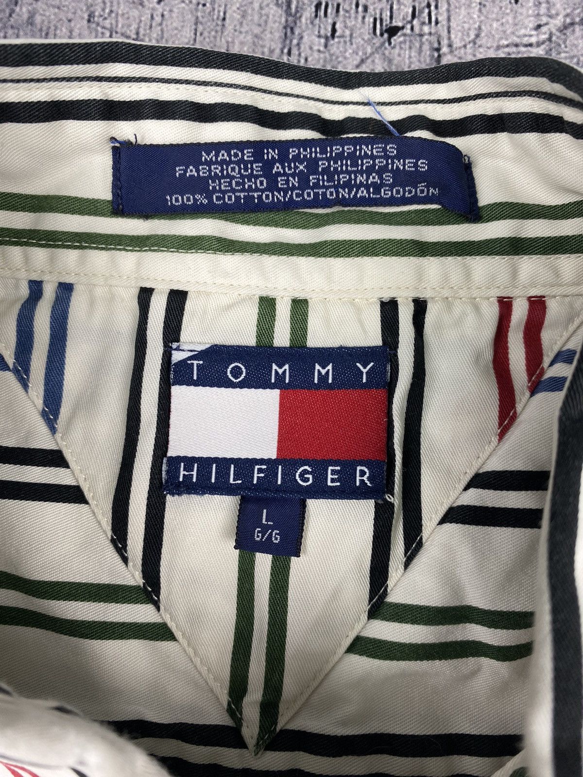 Tommy Hilfiger × Vintage Vintage Tommy Hilfiger Striped Button Up Short Sleeve Shirt Size US L / EU 52-54 / 3 - 10 Thumbnail