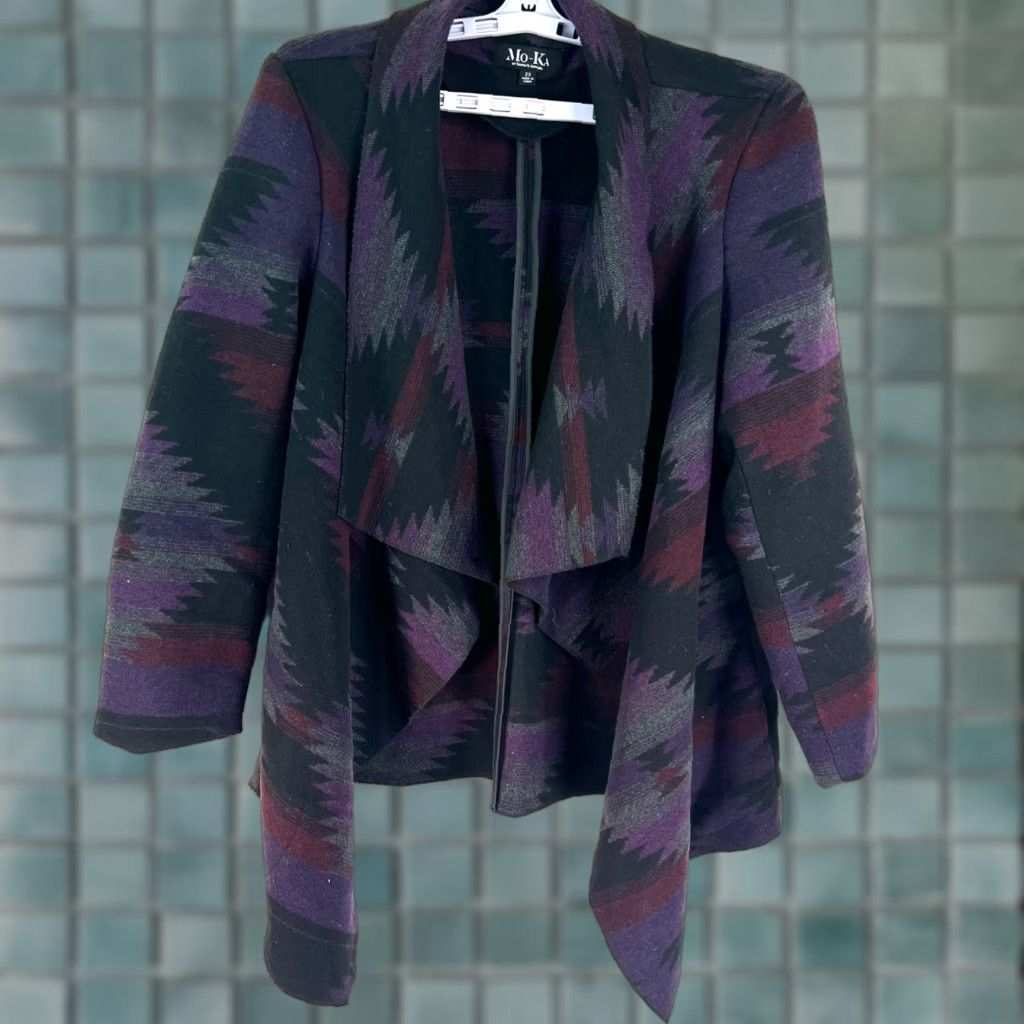 Vintage MO-KA Santa Fe Apparel Aztec Southwestern Open Cardigan Cape Womens 2XL Purple Size XXL / US 16-18 / IT 52-54 - 1 Thumbnail