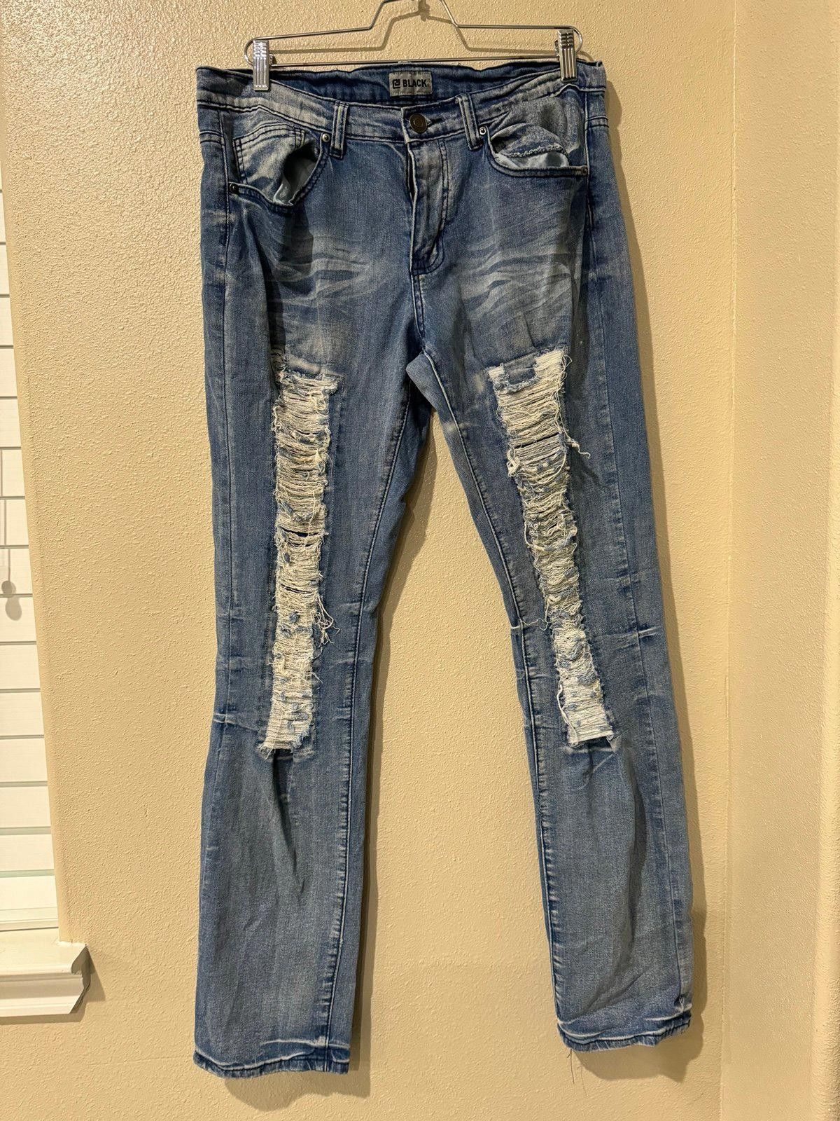 Designer Black brand Ripped Jeans Size US 32 / EU 48 - 1 Thumbnail