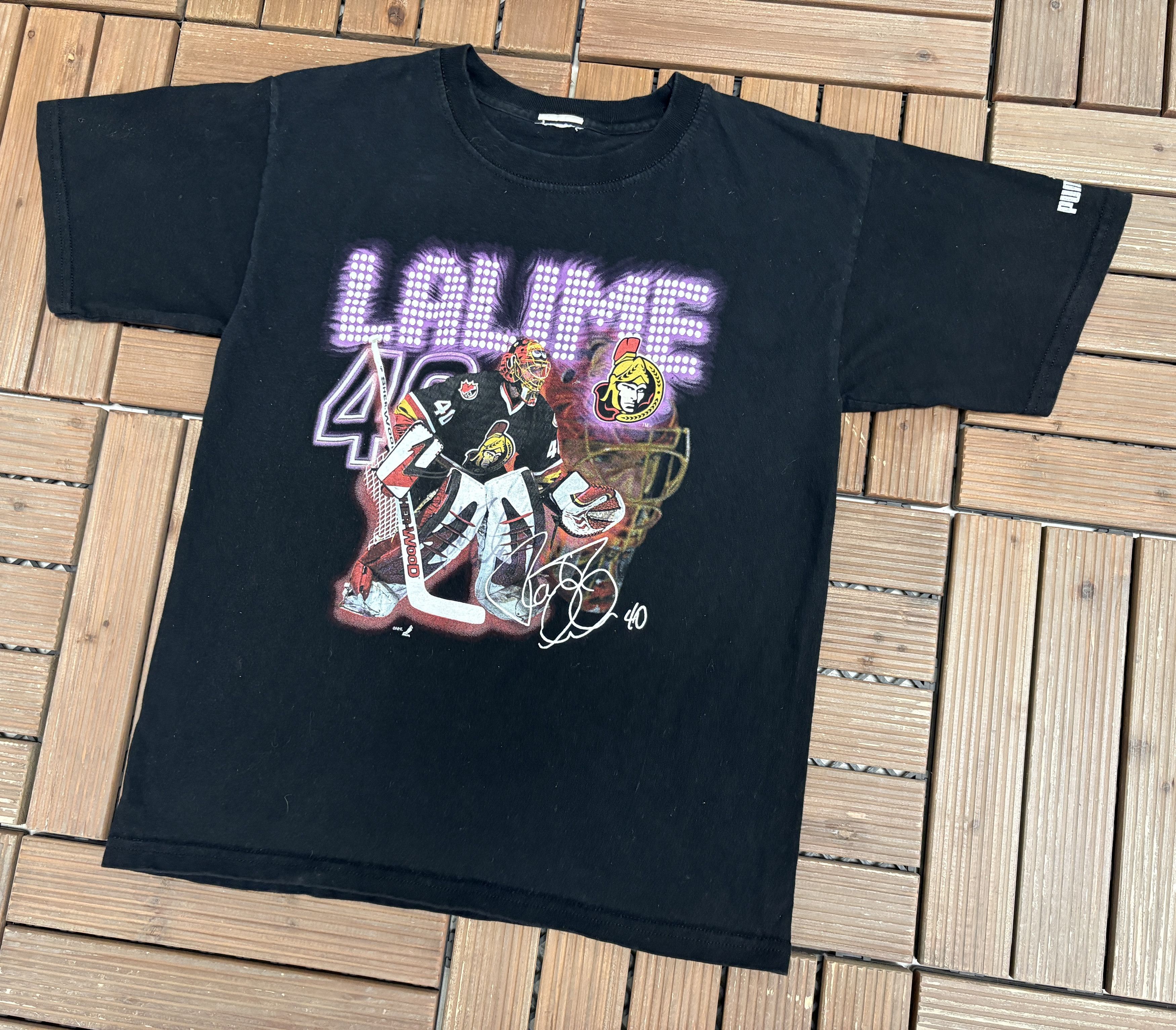 Vintage Ottawa Senators Patrick Lalime Vintage Black T-Shirt Tee Size US S / EU 44-46 / 1 - 3 Thumbnail
