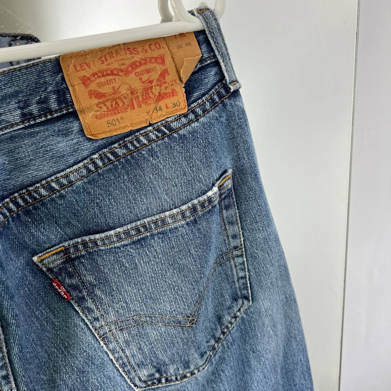 Levi's Vintage Y2K 501 Levi’s Blue Distressed Denim Jeans Size US 34 / EU 50 - 4 Thumbnail