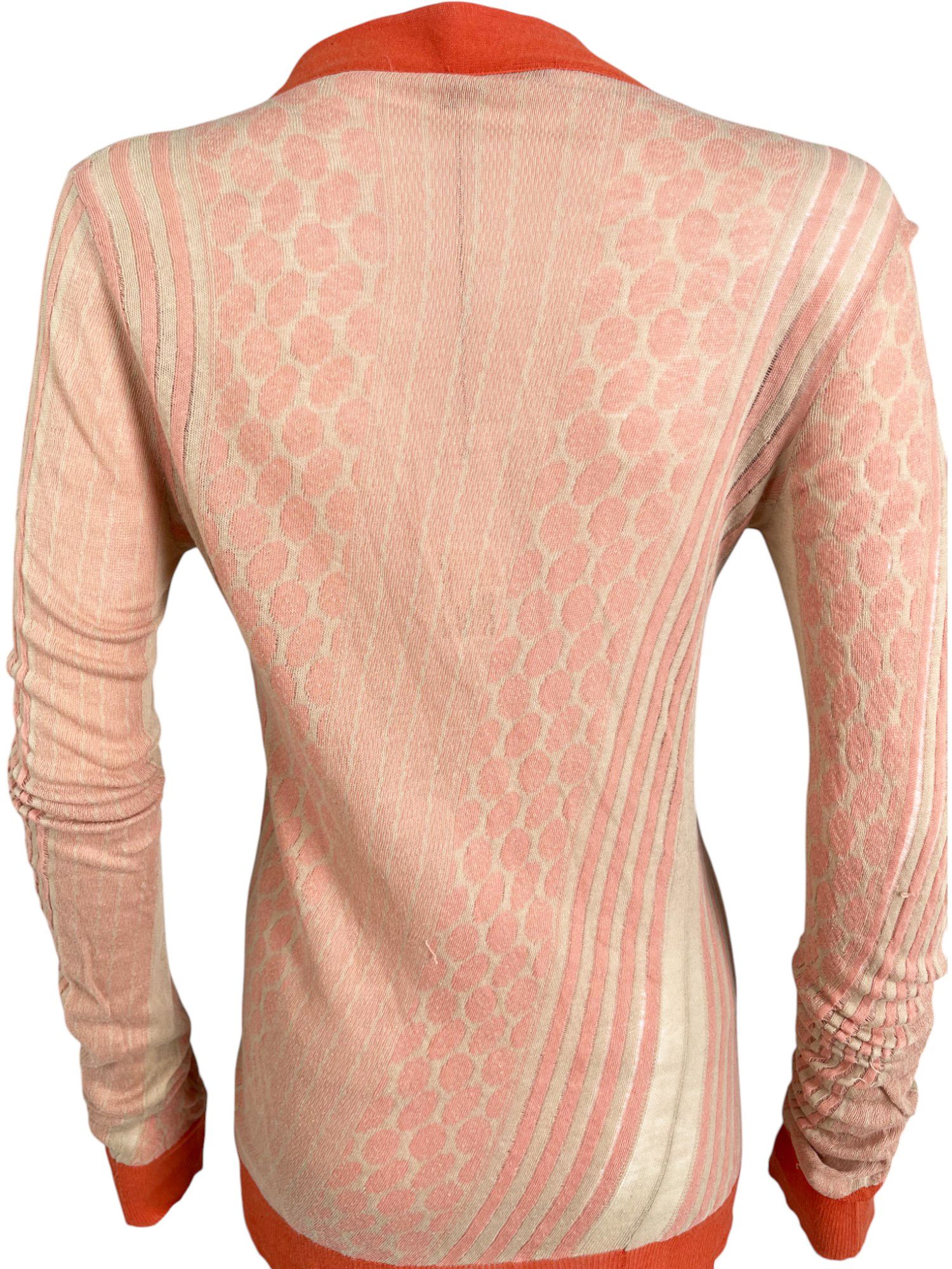 Ann Demeulemeester 2000's Asymmetric Striped Pois Orange Cardigan Size M / US 6-8 / IT 42-44 - 5 Thumbnail