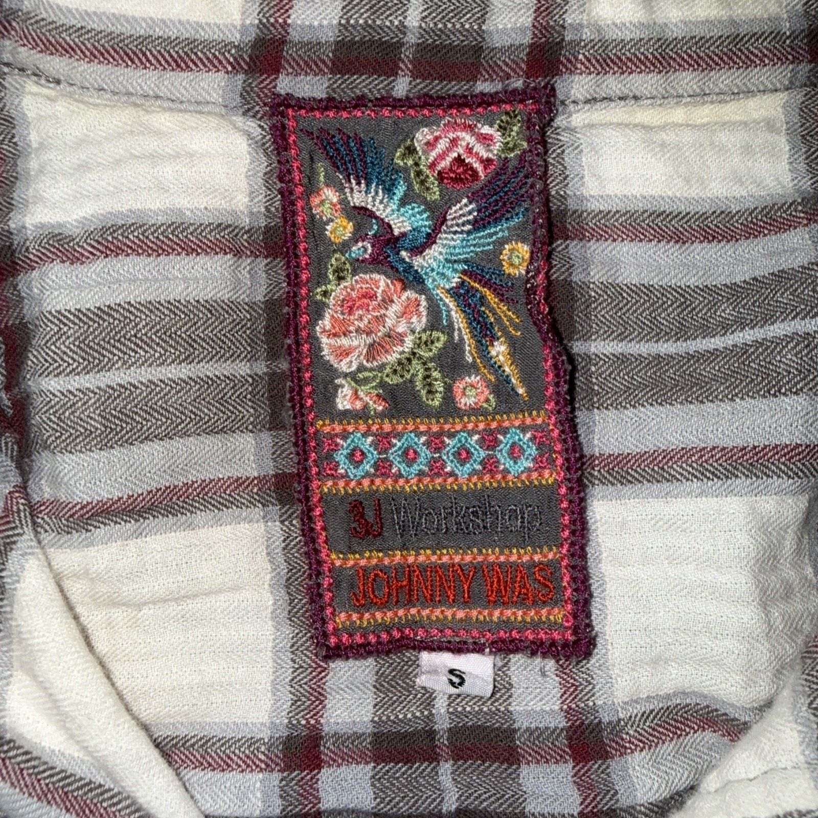 Johnny Was Johnny Was Plaid Sz S Floral Rose Cross Stitch Western EUC Size M / US 6-8 / IT 42-44 - 6 Thumbnail