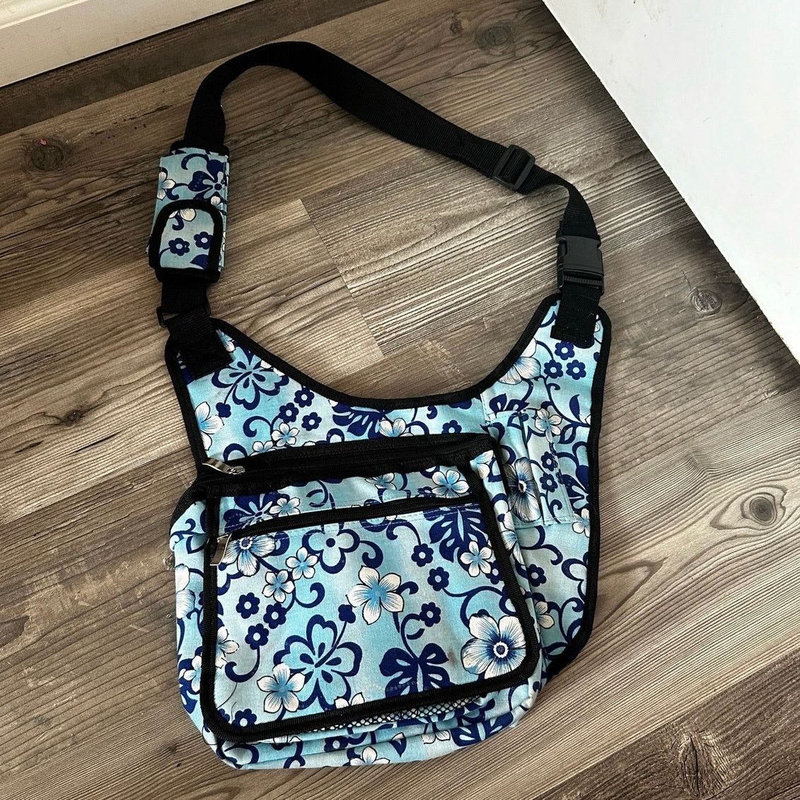 Vintage blue hawaiian tropical flower satchel bag Size ONE SIZE - 2 Thumbnail