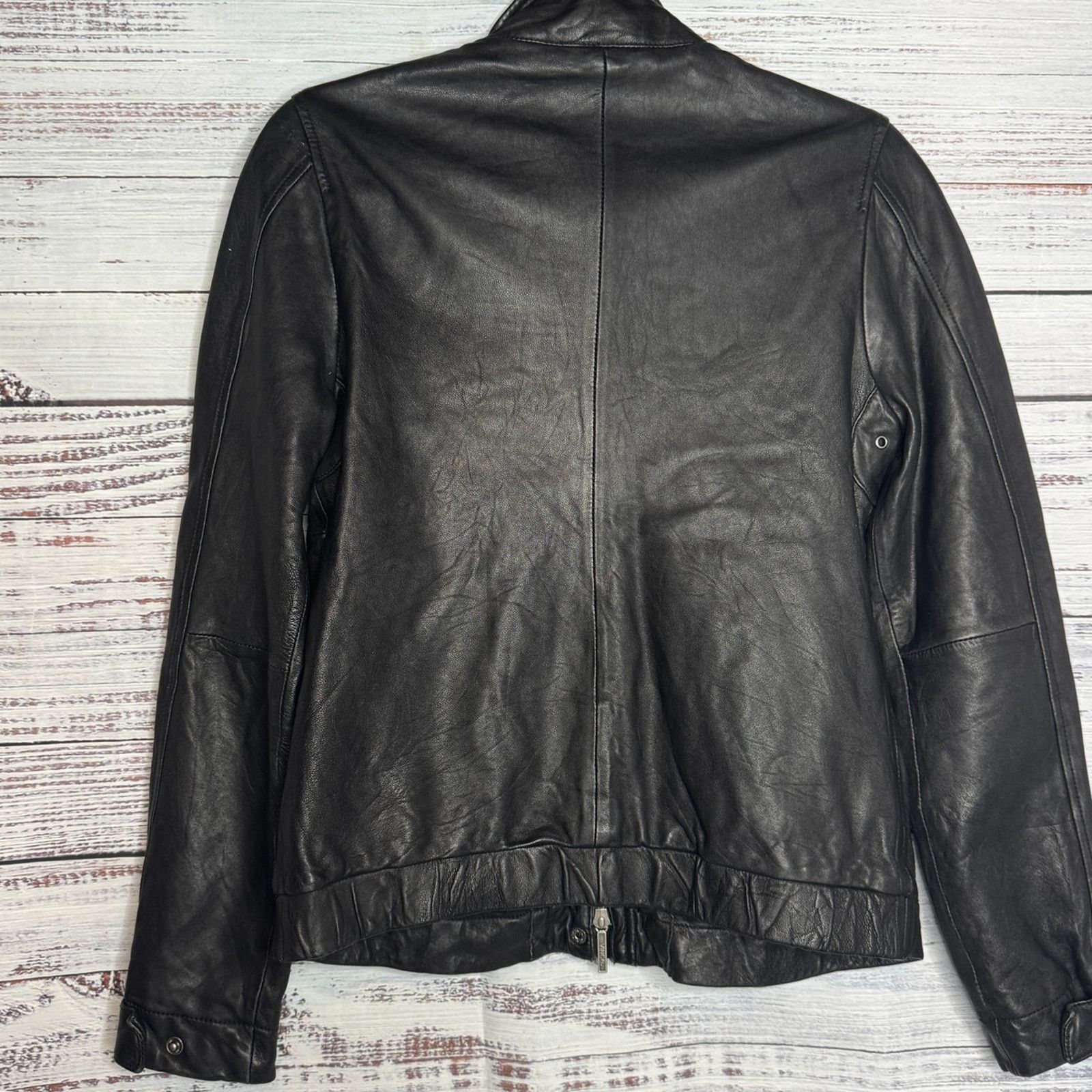 Vince Vince Black Leather Jacket Small Zip Front Moto Lambskin Size S / US 4 / IT 40 - 5 Thumbnail