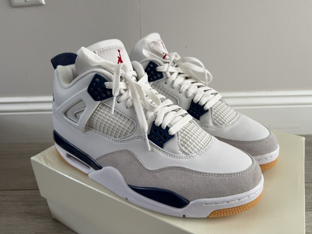 Jordan Brand Nike SB Air Jordan 4 Retro White Navy Grey Gum Yellow Red 12 Size US 12 / EU 45 - 3 Thumbnail