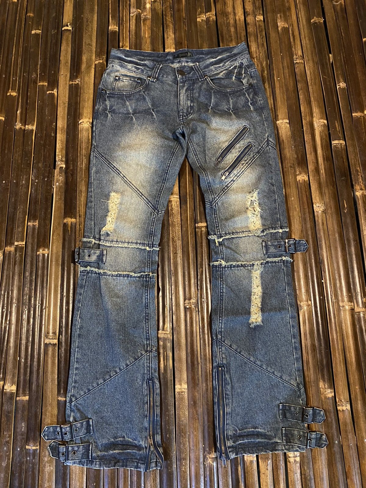 image of 14Th Addiction x If Six Was Nine Distressed Black Baccara Bondage Denim, Men's (Size 30)