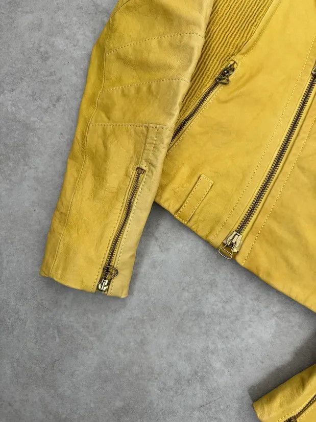 Balmain AW2012 Pierre Balmain Yellow Perfecto Leather Biker Jacket Size S / US 4 / IT 40 - 6 Thumbnail