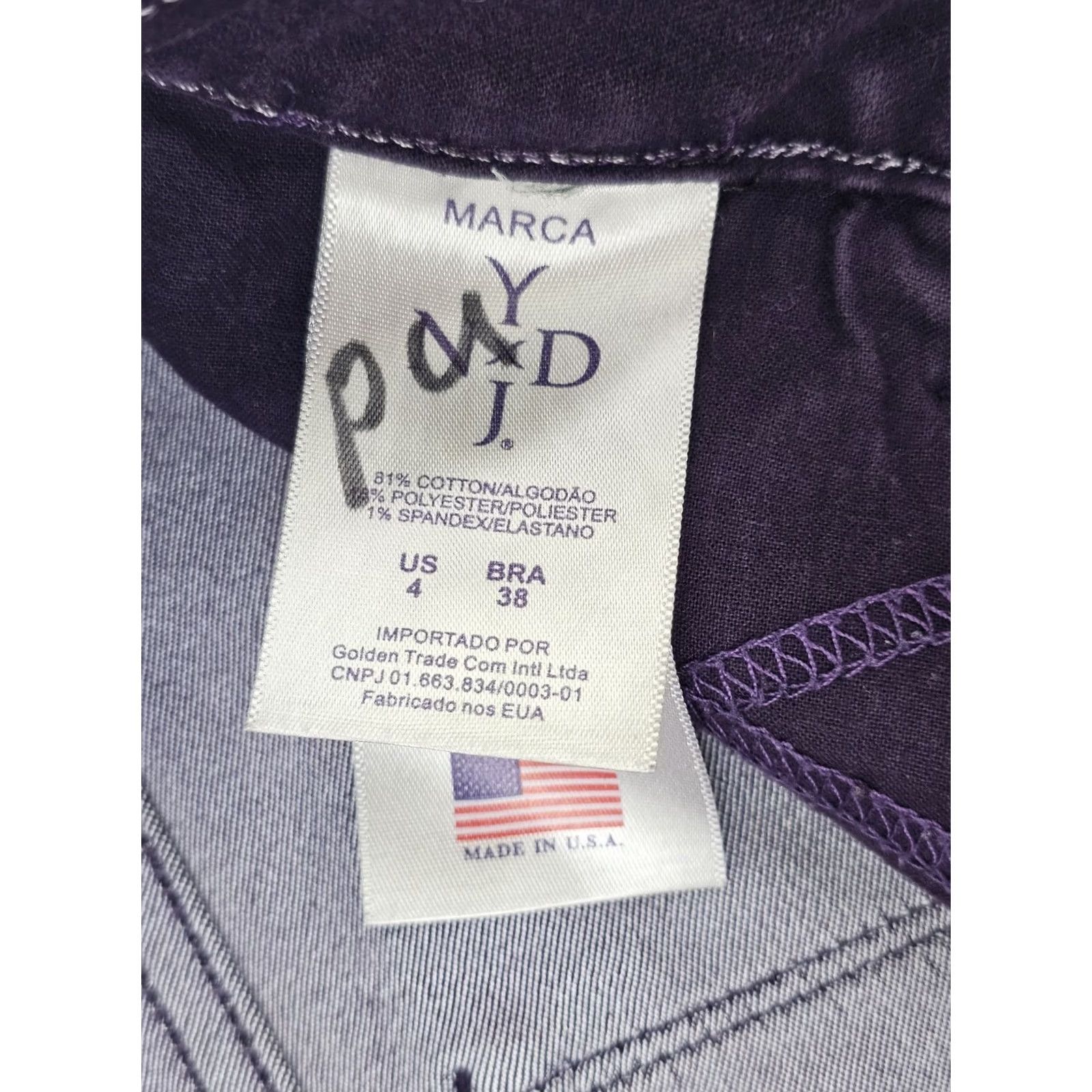 NYDJ NYDJ Marca Legging Lift Tuck Straight Leg Pant Women 4 Purple Denim Cotton Blend Spandex 30.5 Inseam 26 Waist 4/38 Size 27" / US 4 / IT 40 - 7 Thumbnail