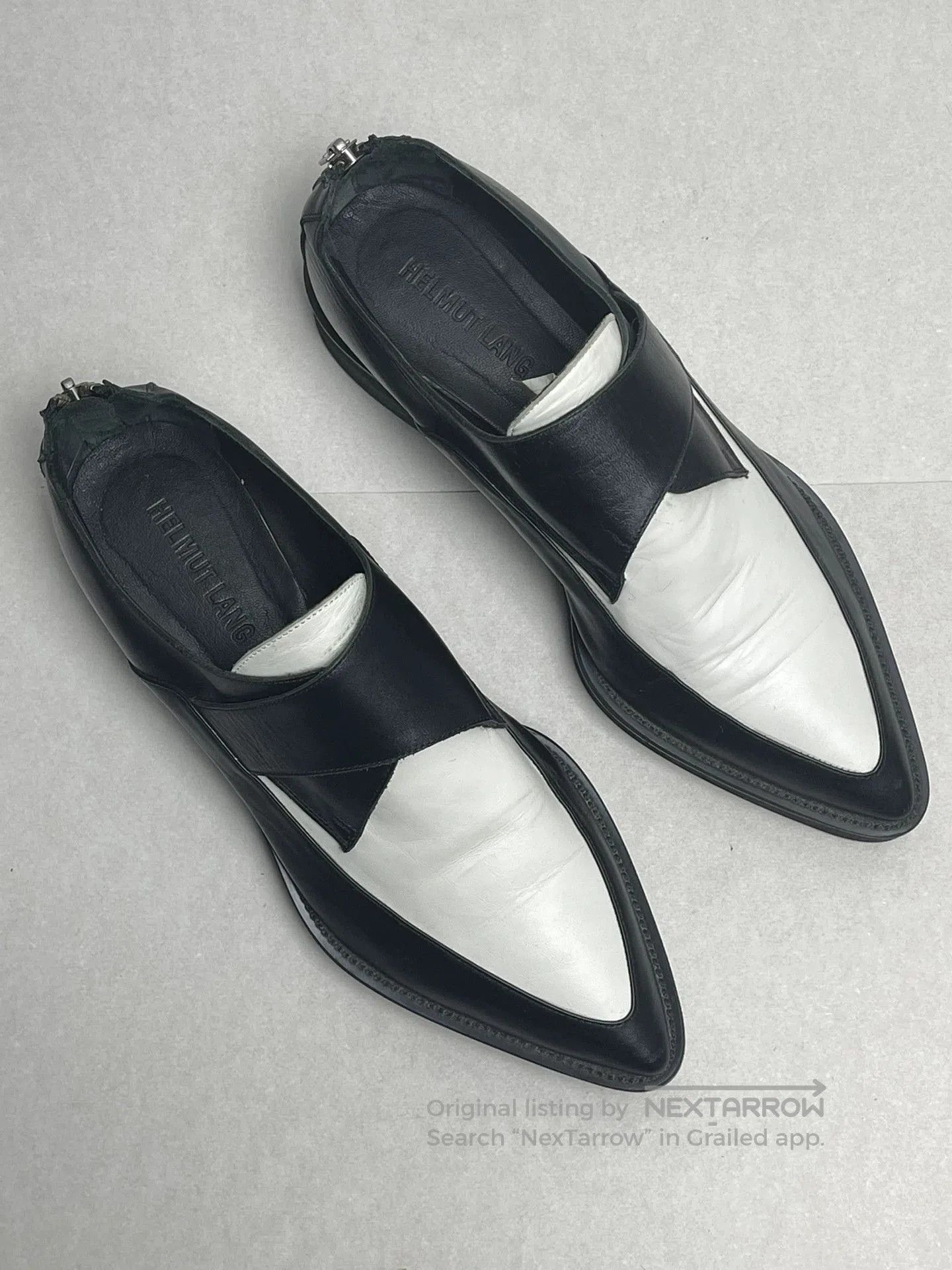 Helmut Lang Helmut Lang Black White Leather Zip Shoes. Size US 6.5 / IT 36.5 - 4 Thumbnail