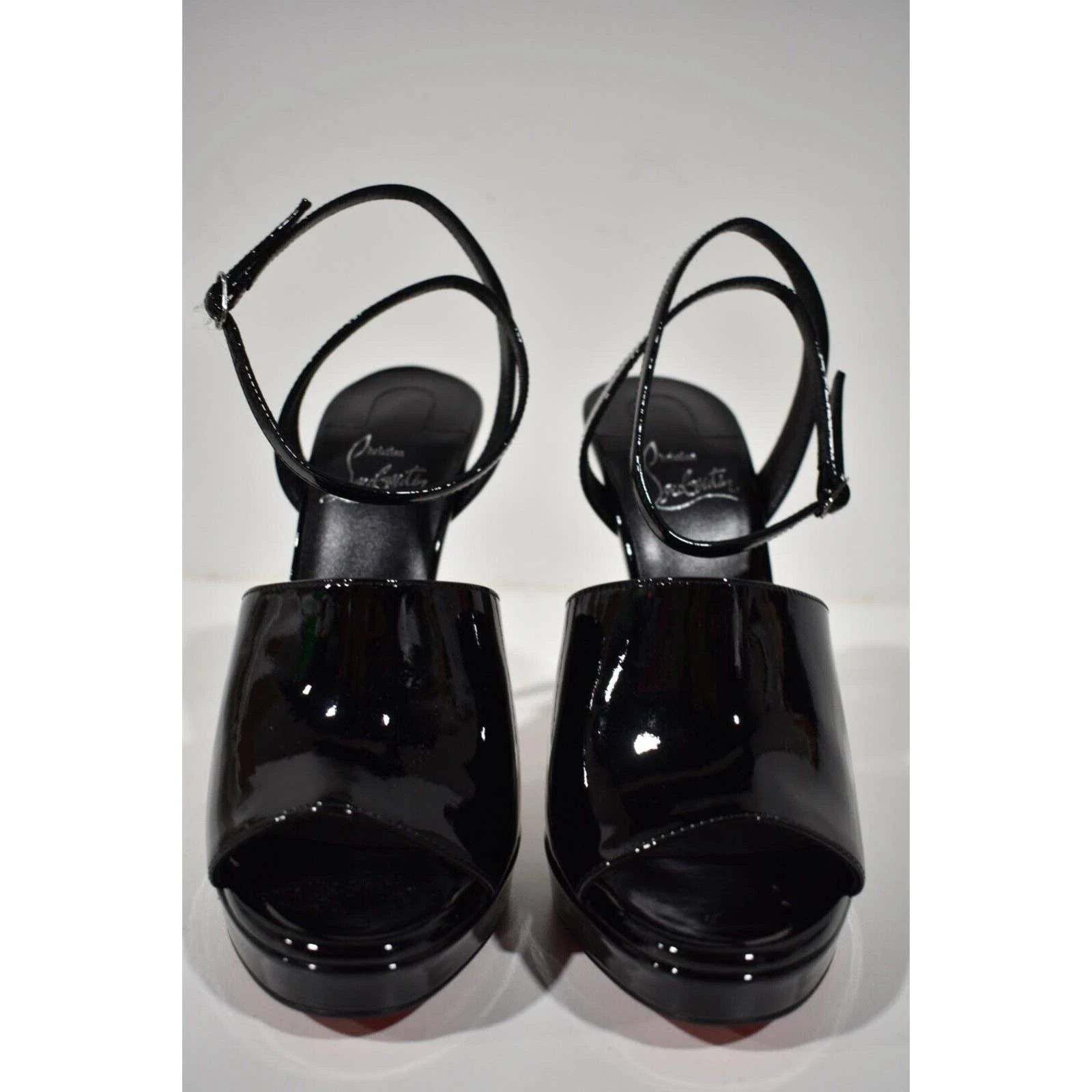 Christian Louboutin Miradona 120 Black Patent Ankle Strap Sandal Heel Pump 35 Size US 5 / IT 35 - 5 Thumbnail
