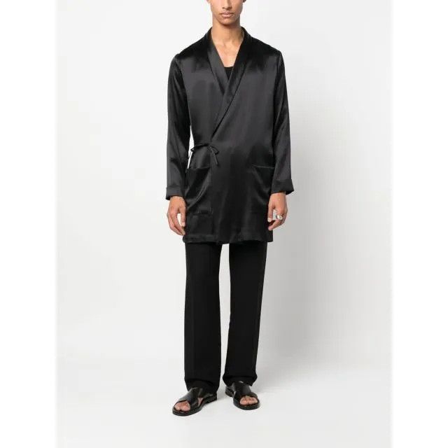 Saint Laurent Paris o1bcso1str1024 Belted Jacket in Black Size US XL / EU 56 / 4 - 2 Thumbnail