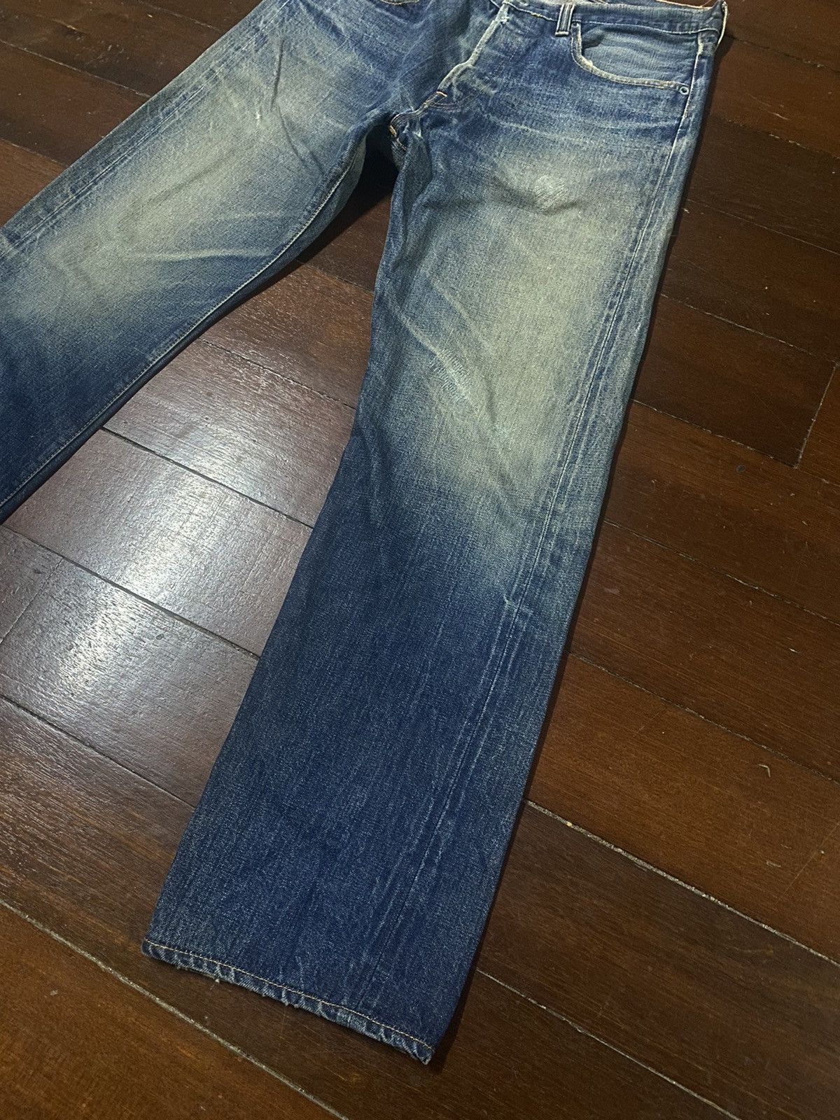 Denime Vintage DENIME JAPAN Distress Mud wash Selvedge Jeans Size US 34 / EU 50 - 4 Thumbnail
