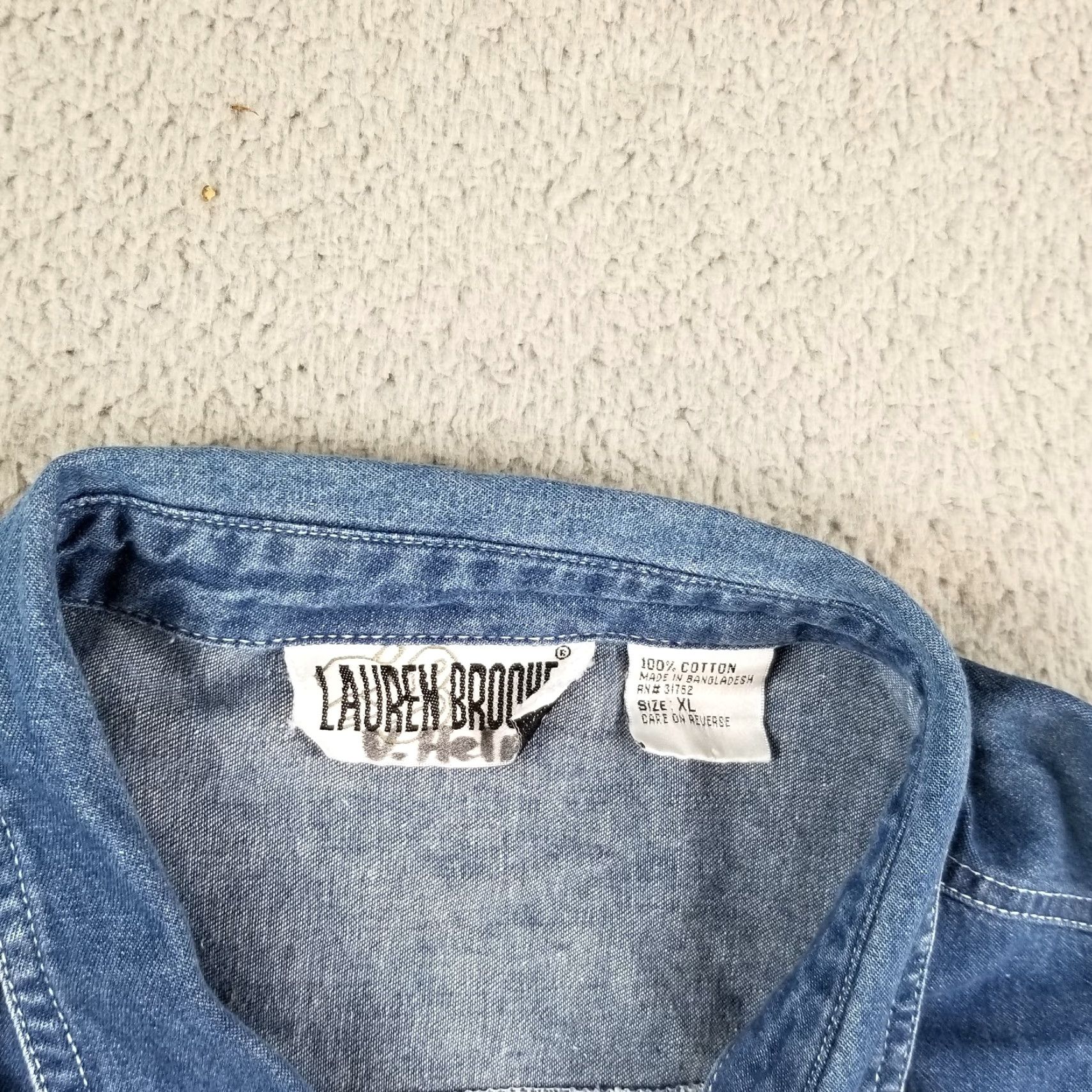 Vintage VINTAGE Lauren Brooke Denim Top Shirt Women XL Blue Embroidered Birds 90s Style Button-Up Blouse Ladies XL Size XL / US 12-14 / IT 48-50 - 3 Thumbnail
