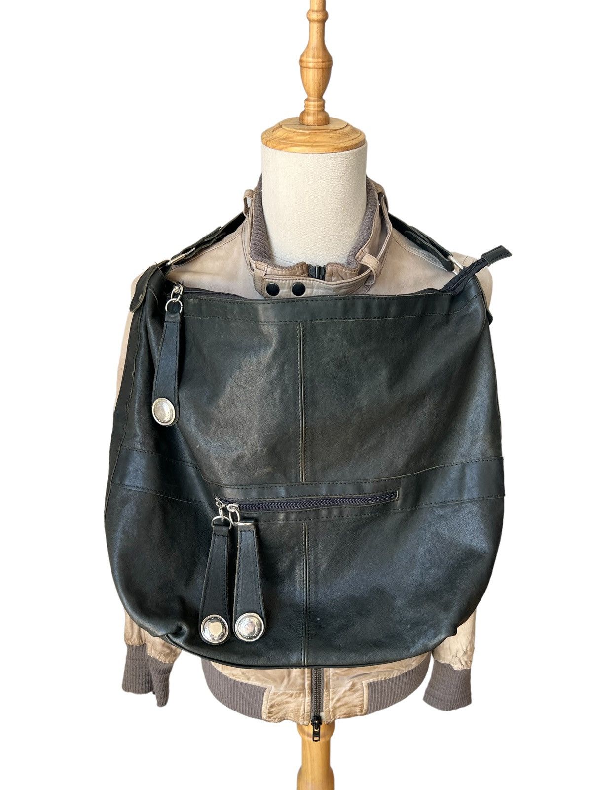 Genuine Leather 90s 🇮🇹 Made Genuine Lamb Leather Large Hobo Crossbody Bag Size ONE SIZE - 9 Thumbnail
