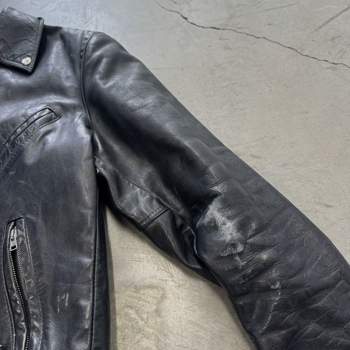 Vintage Vintage 1960s Moto Style Heavy ERD Style Punk Leather Jkt Size US S / EU 44-46 / 1 - 6 Thumbnail