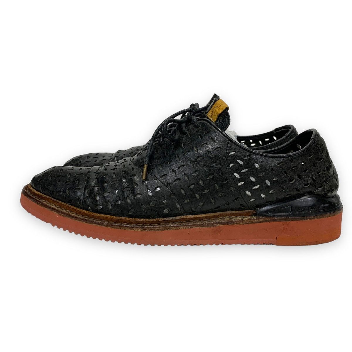 image of Visvim Patrician Folk Perforated Shoes in Black, Men's (Size 11)