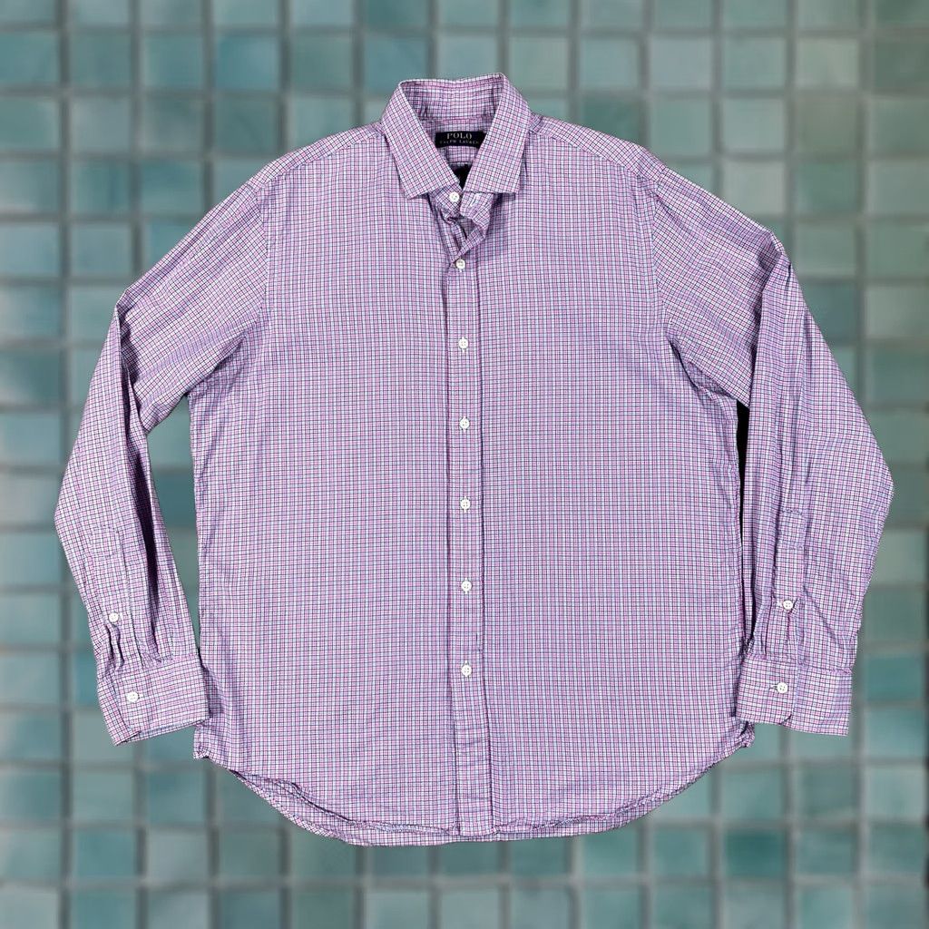 Polo Ralph Lauren Shirt Mens Large Pink Plaid Long Sleeve Cotton Button Up Classic Usa, Men's