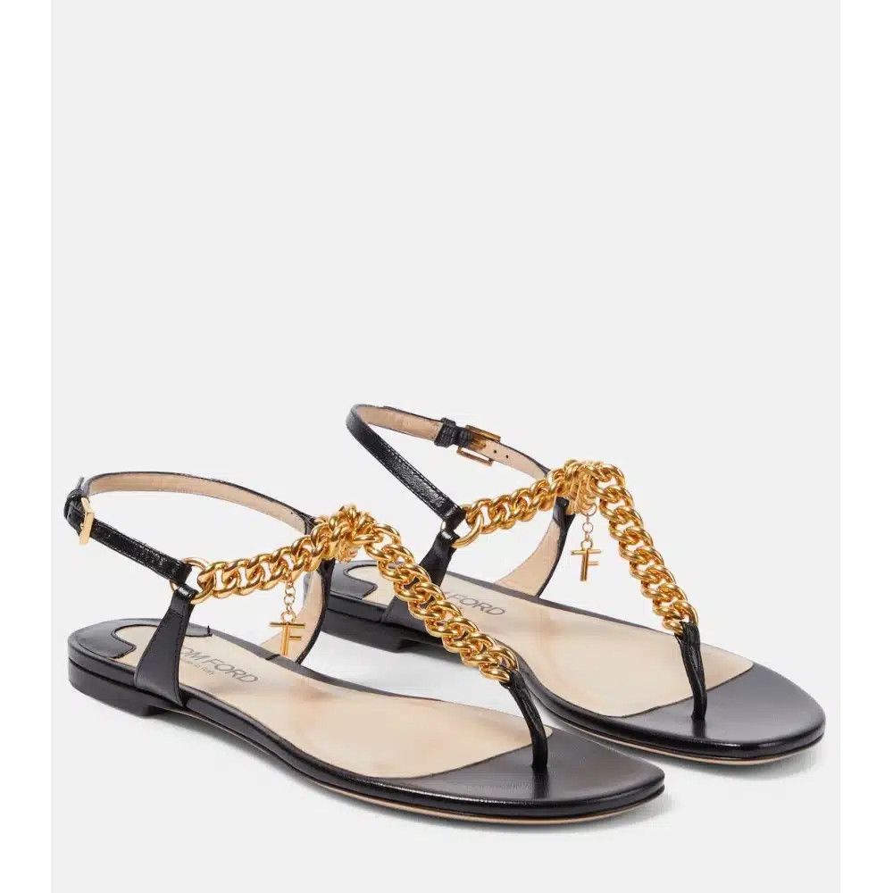 Tom Ford o1loc1c0225 W3359 Leather Thong Sandals in Black Size US 8.5 / IT 38.5 - 2 Thumbnail