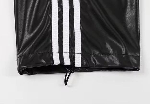 Japanese Brand Elastic Waist Black Soft Pu Leather Sweatpant Size 31" - 9 Thumbnail