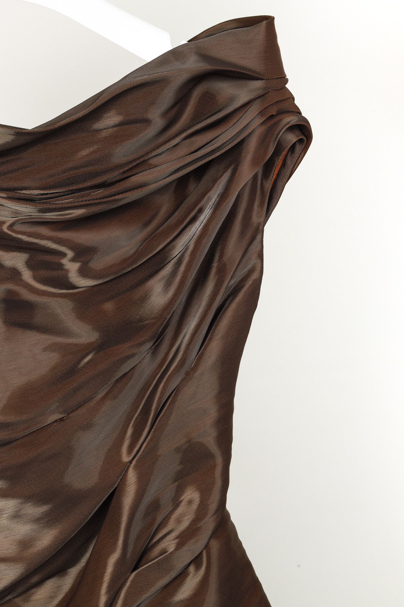 Ports 1961 Ports 1961 Runway Brown Shiny Off-The-Shoulder Mini Dress Size XS / US 0-2 / IT 36-38 - 5 Thumbnail