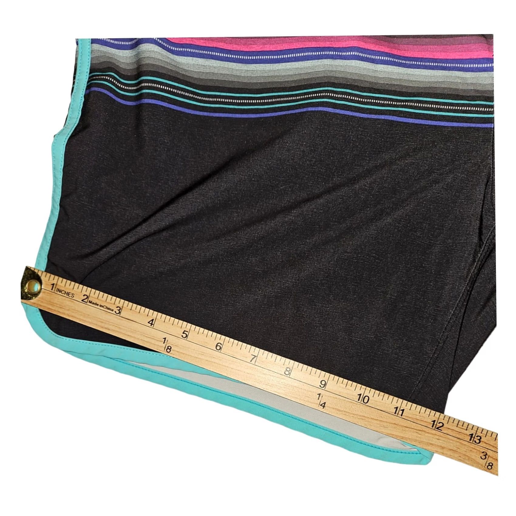 Hurley Hurley Swim Trunks Men XL Black Striped Pockets Drawstring Logo Swimwear Size US 36 / EU 52 - 6 Thumbnail