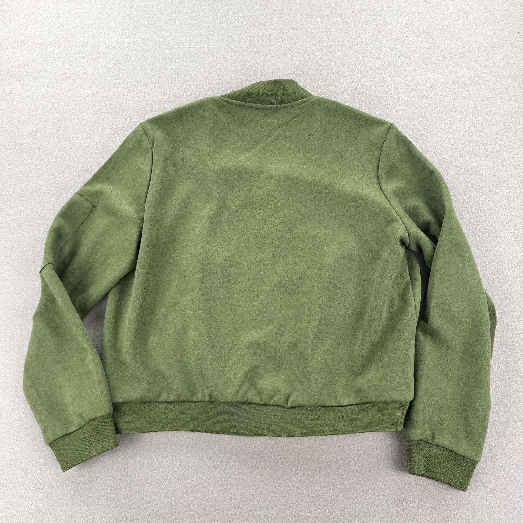 Anthropologie VINTAGE: No — (Skip) Solitaire Jacket Womens Large Olive Green Suede Look Bomber Zip Front Pockets Classic AnthroPologie Size L / US 10 / IT 46 - 3 Thumbnail