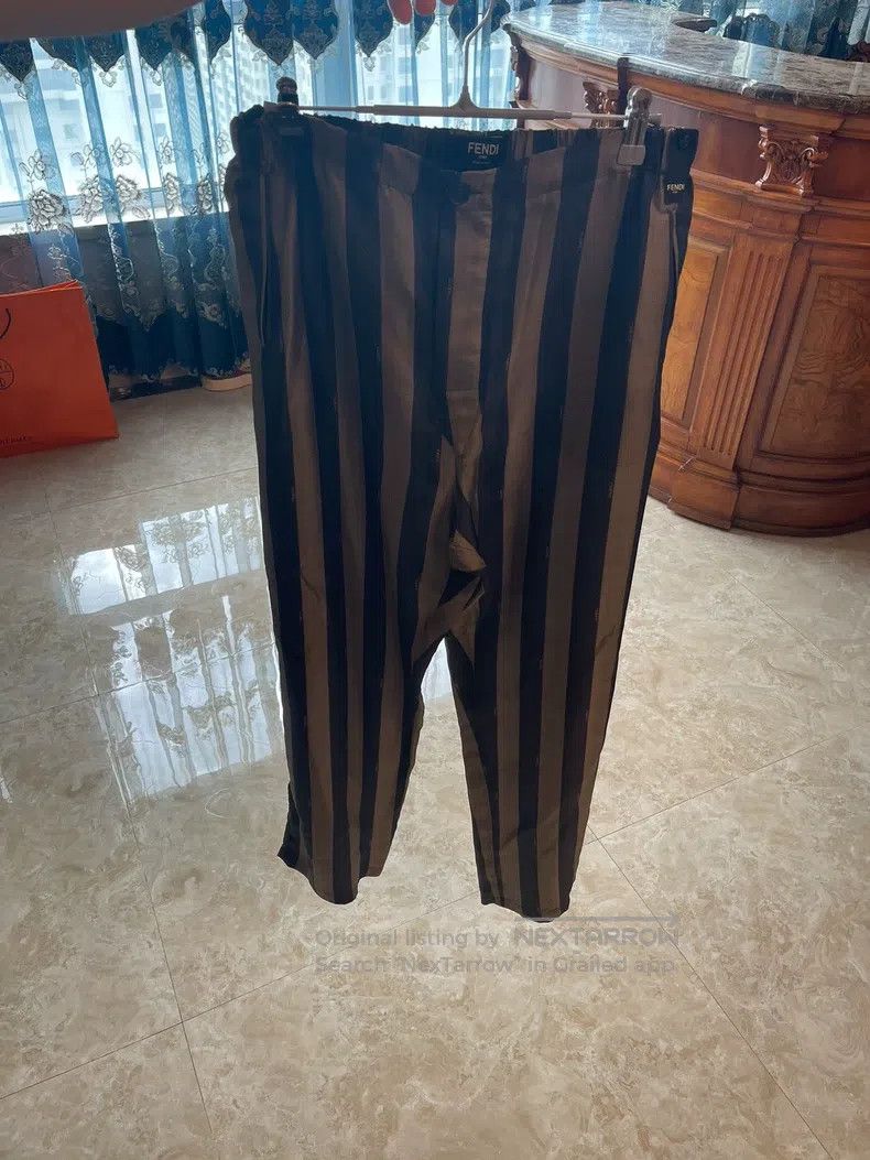Fendi Fendi Men's Pants with Classic Black and Brown Stripe Patt Size US 32 / EU 48 - 1 Thumbnail