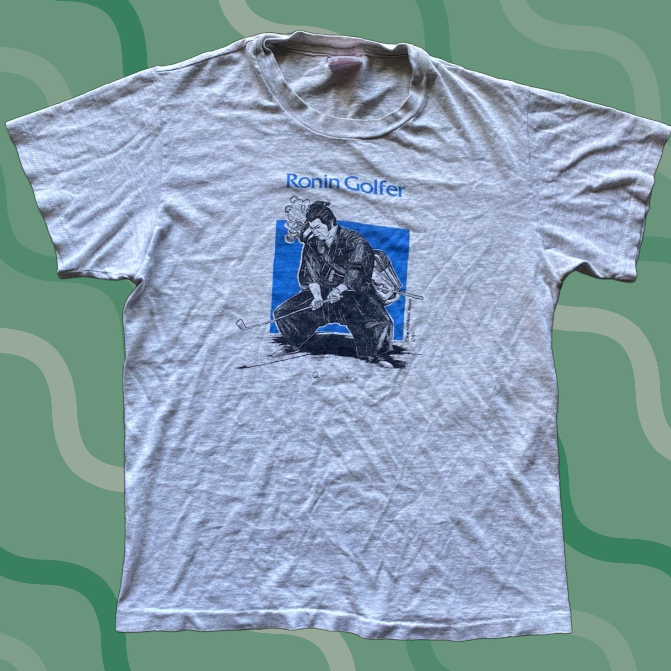 Hanes VINTAGE 1992 Ronin Golfer Samurai Hawaii Shirt Hanes Gray Men’s M Single Stitch T-Shirt 90s Art Sports Mens Size US M / EU 48-50 / 2 - 1 Thumbnail