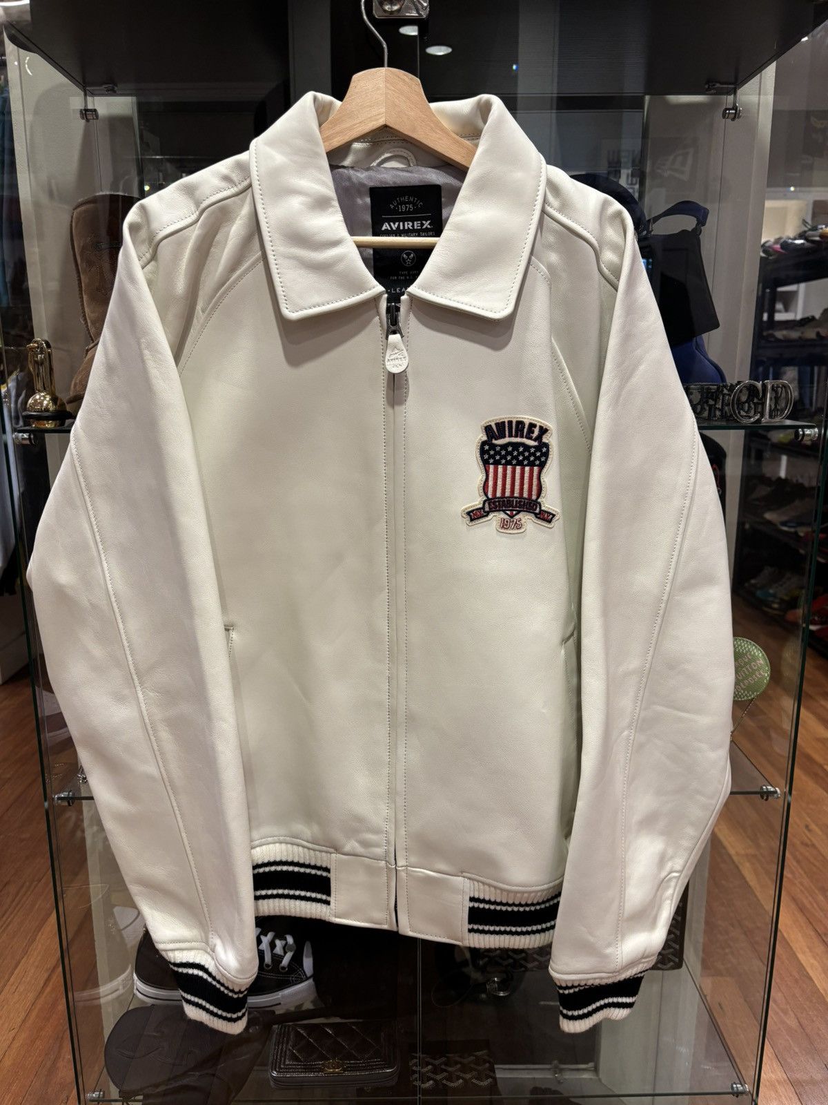 Avirex USA Leather Jacket White