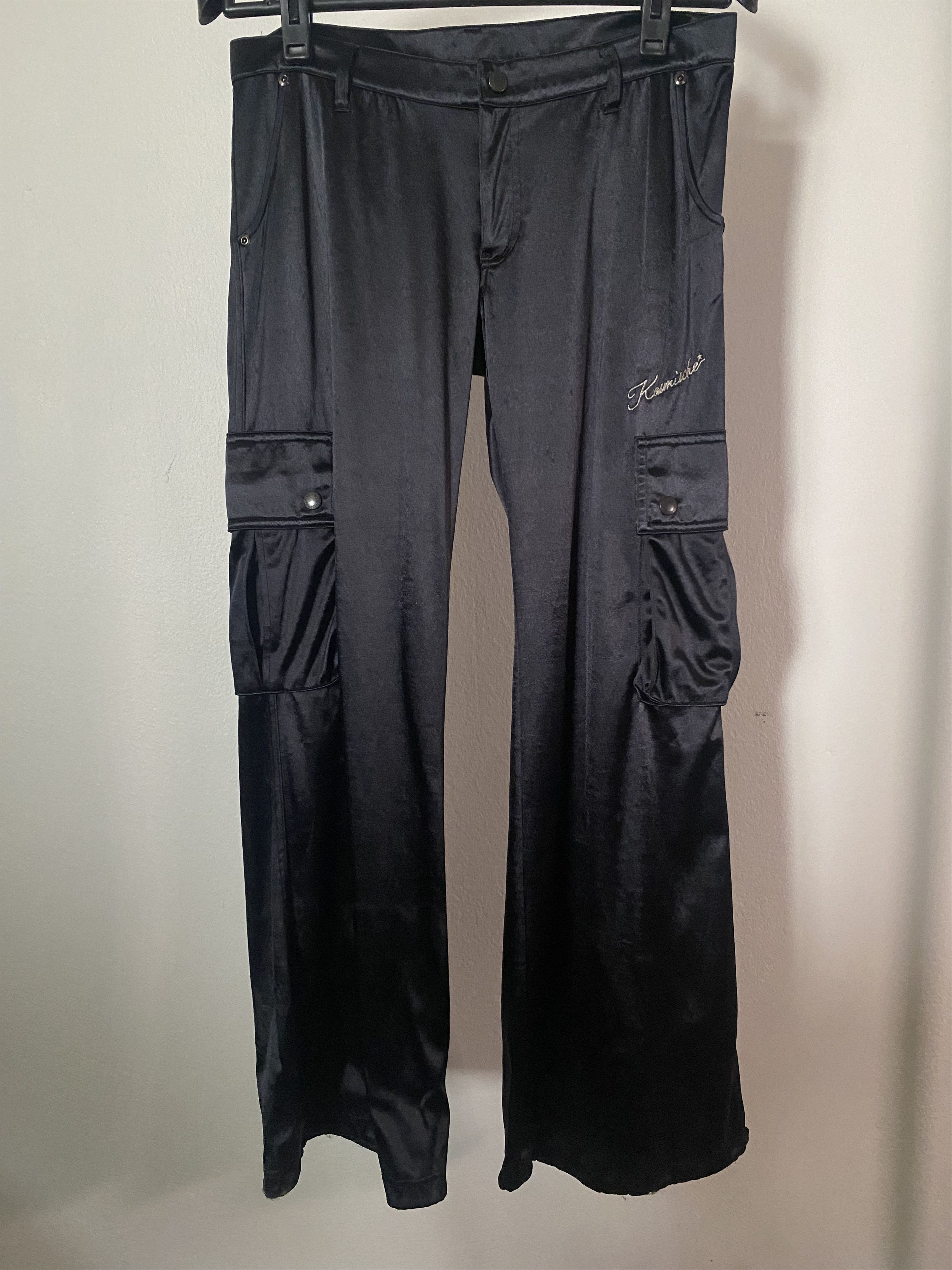 Satin Flared Low Waist Cargo