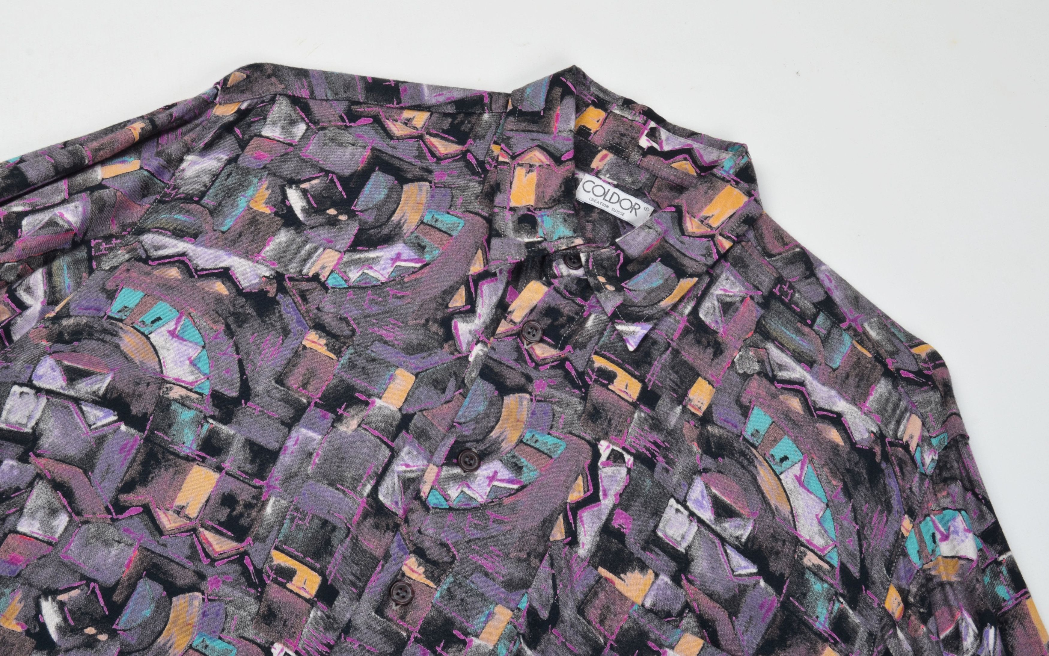 Vintage Vintage 90's Coldor Swiss Abstract Print Long Sleeve Shirt Size US M / EU 48-50 / 2 - 2 Thumbnail