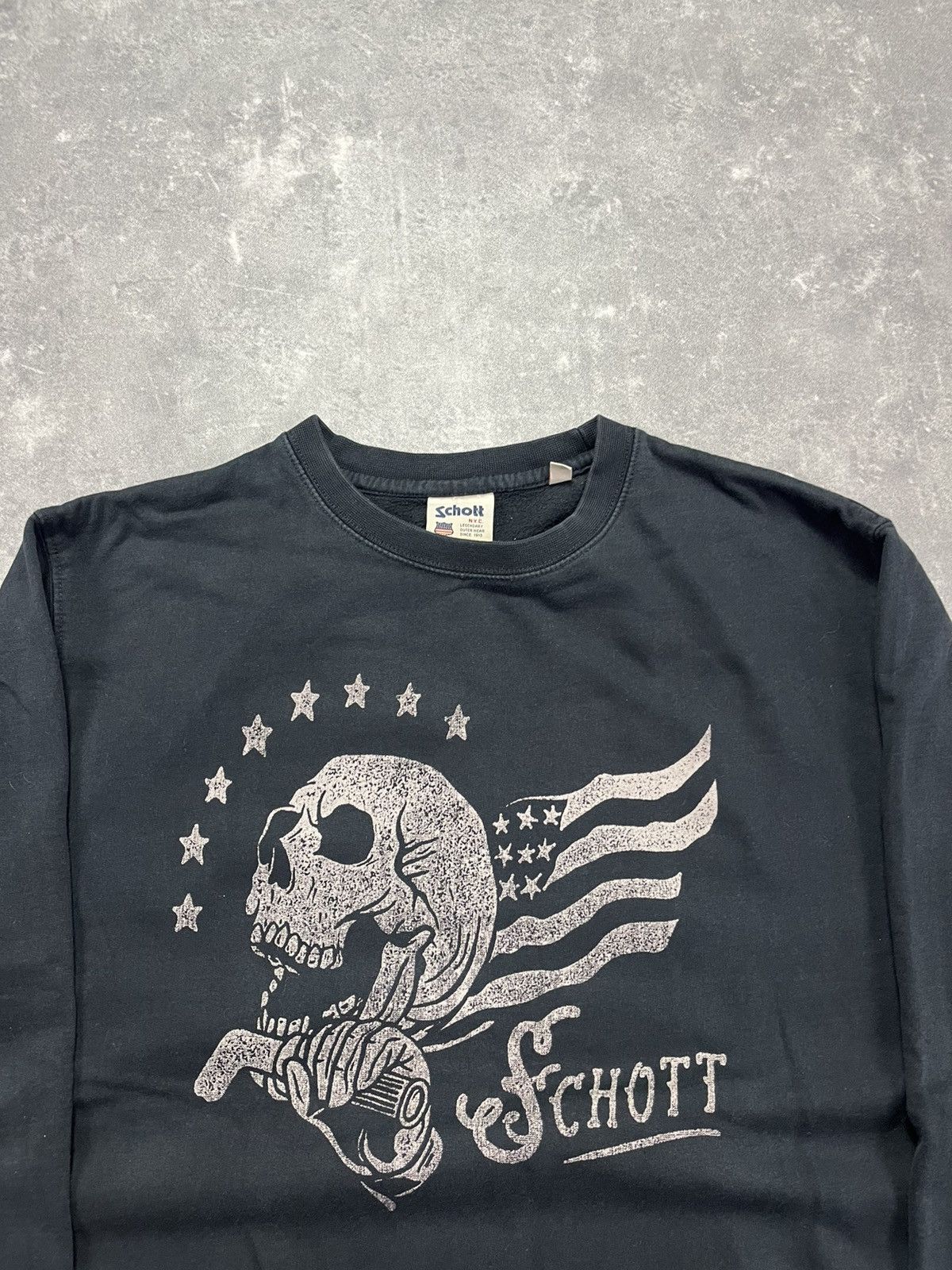 Schott Schott Vintage Skull Logo Crewneck Sweatshirt XL Size US XL / EU 56 / 4 - 9 Thumbnail