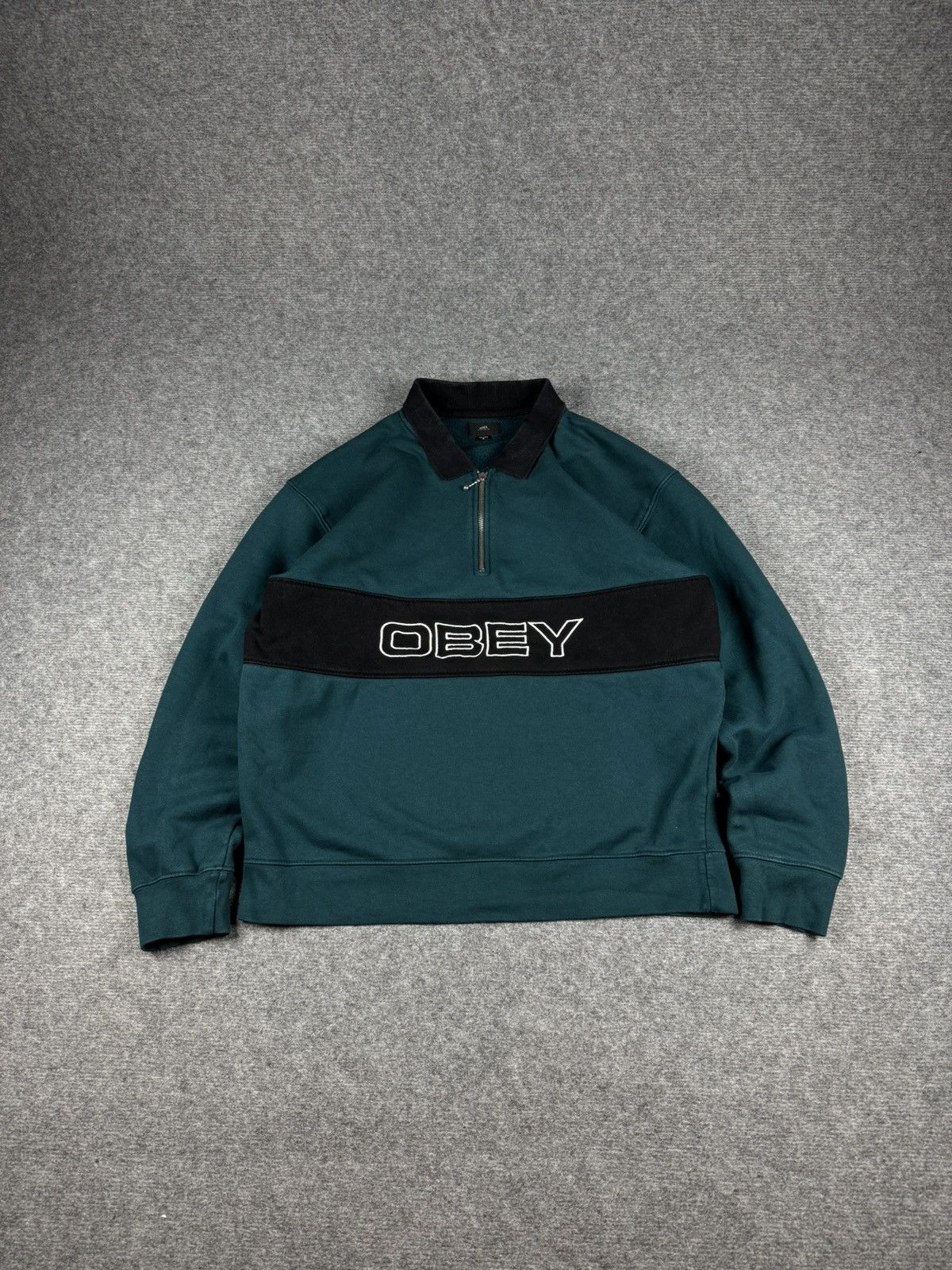 Obey Obey 1/3 ZIP UP polo sweatshirt big logo longsleeve Size US M / EU 48-50 / 2 - 1 Thumbnail