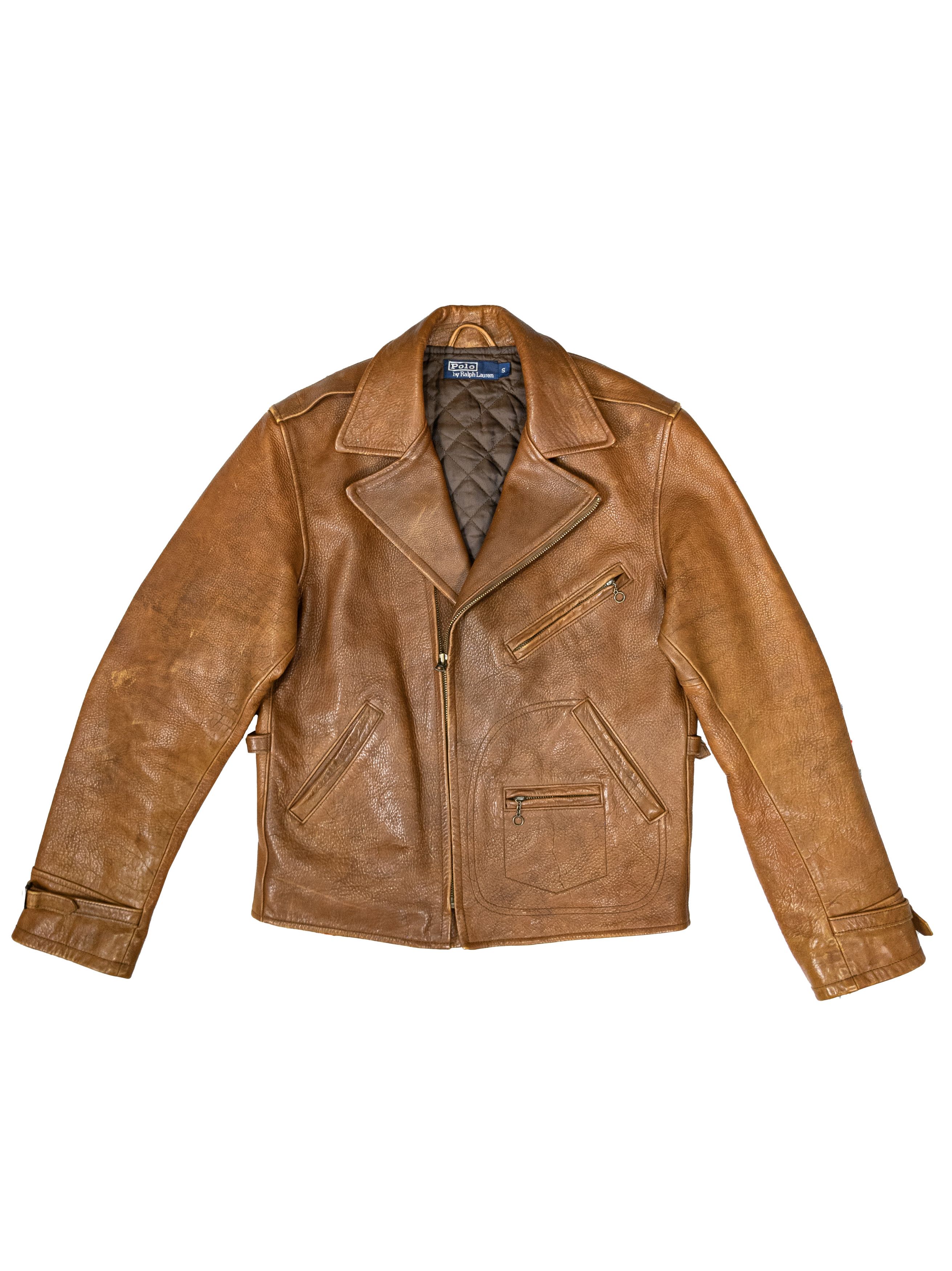 Vintage 90s Polo Ralph Lauren Leather Biker Jacket J 24 Type