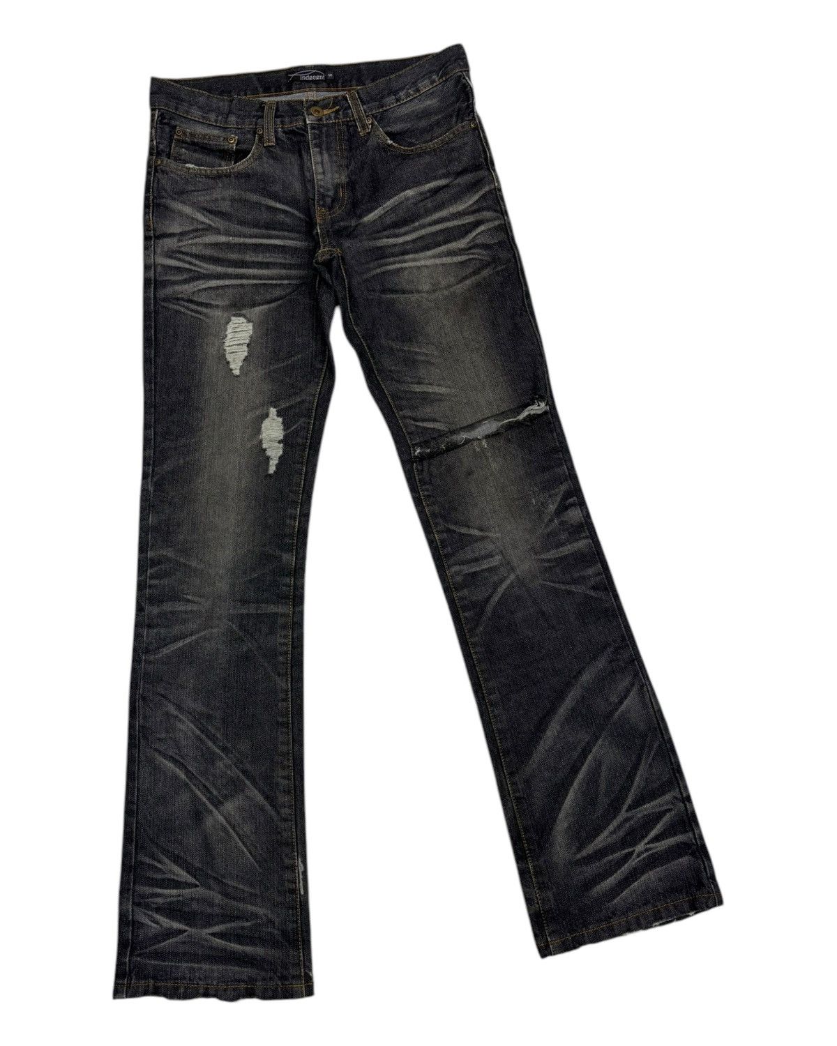 Hysteric Glamour × Japanese Brand 🔥INDECENT FLARE SLIM JEAN WHISKER CLAWMARK DISTRESS DENIM Size US 30 / EU 46 - 9 Thumbnail