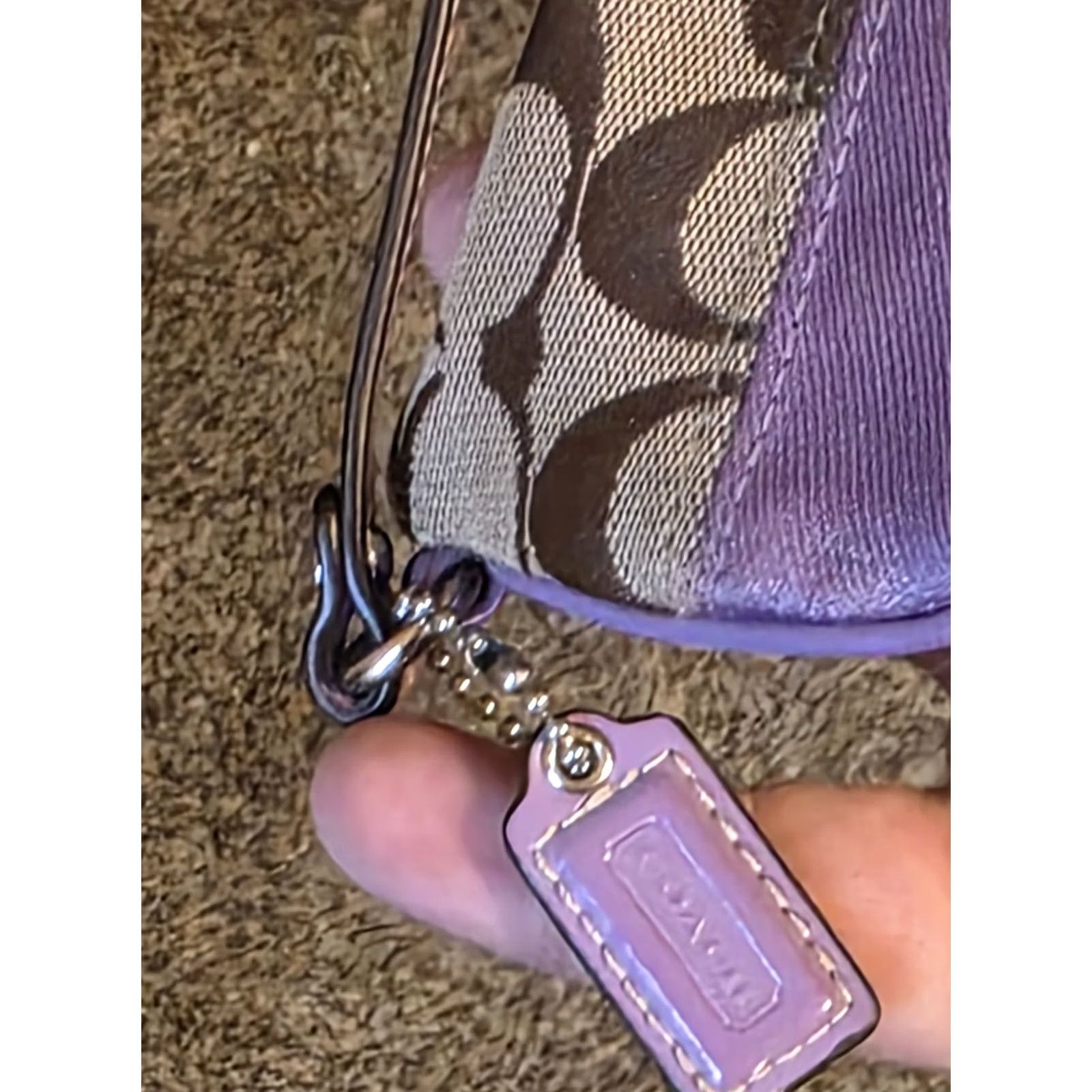Coach Coach Outlet Brown Canvas Wristlet Pouch Purple Lining Great Shape Women Brown Purple Logo Zip Key Clip Vintage? Size ONE SIZE - 3 Thumbnail