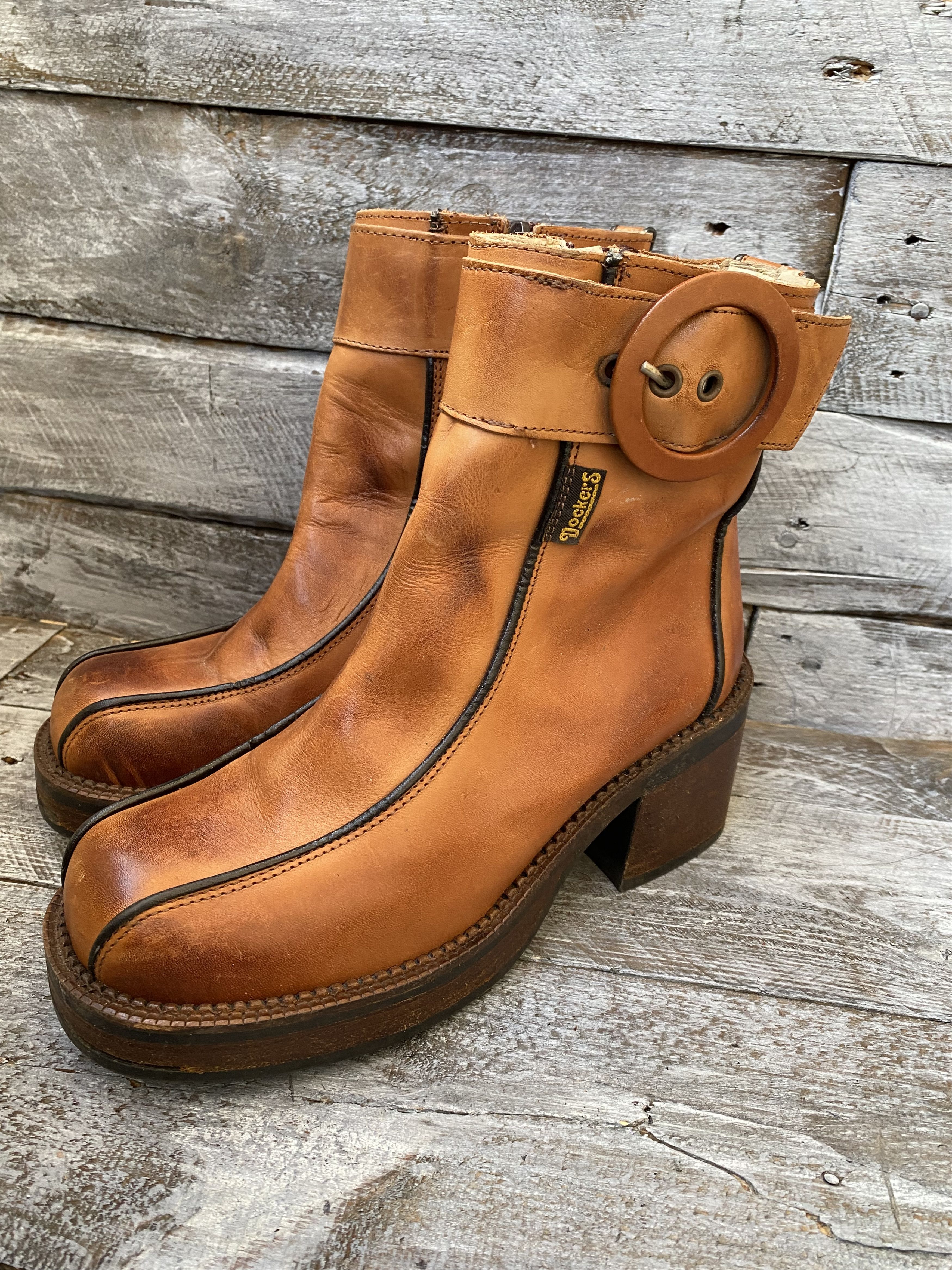Dockers × Vintage Vintage, Dockers Y2k brown leather boots sz38 Size US 7.5 / IT 37.5 - 4 Thumbnail