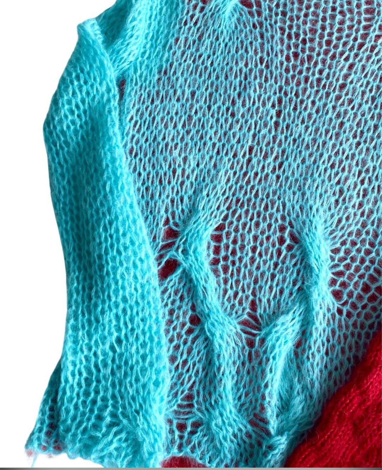 Raf by Raf Simons Raf Simons Knit sweater Mohair Red and Blue Size US L / EU 52-54 / 3 - 5 Thumbnail