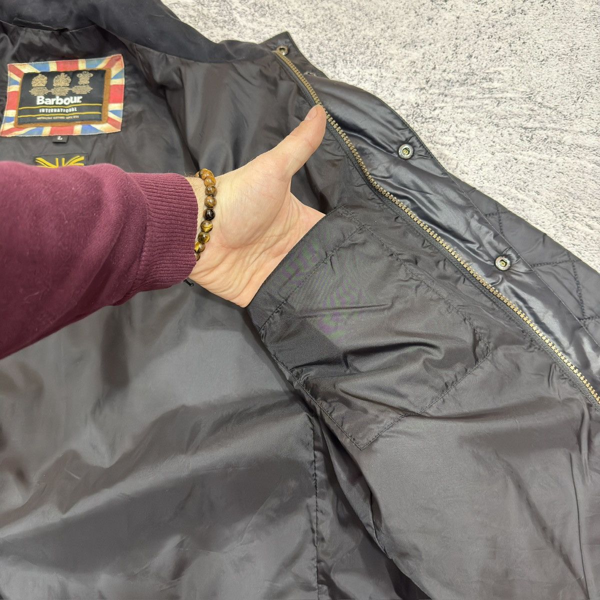 Barbour × Designer Barbour International Mens Black Quilted Jacket L size Size US L / EU 52-54 / 3 - 11 Thumbnail