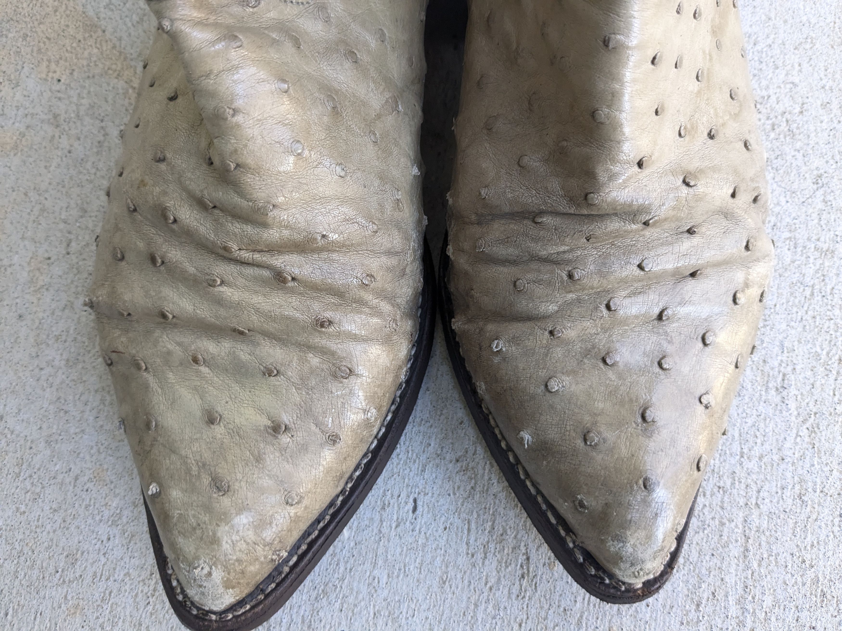 Tony Lama Tony Lama Cowboy Boots Ostrich 9 EE Beige Leather USA Size US 9 / EU 42 - 5 Thumbnail